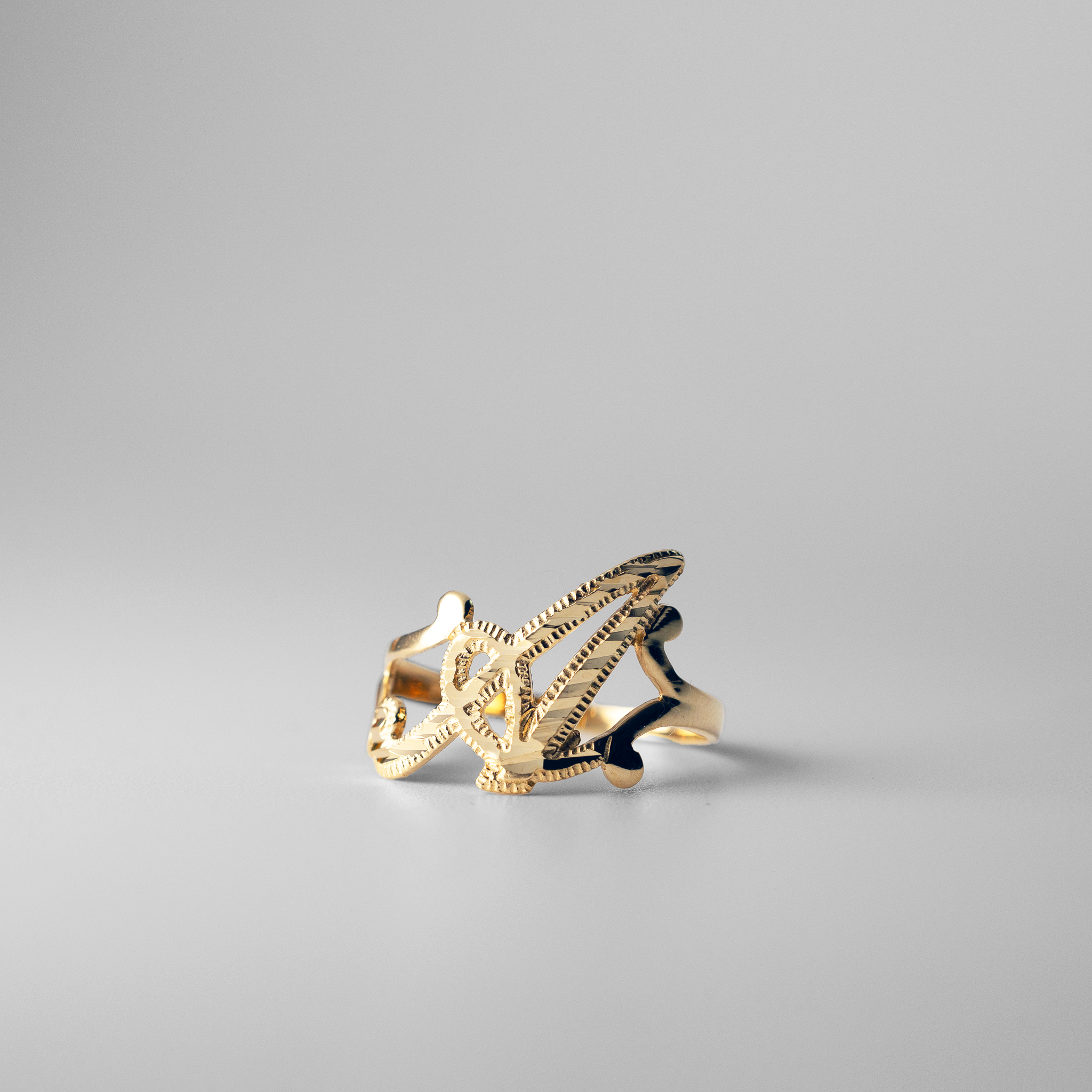 Gold Cursive Initial "A" Ring - Charlie & Co. Jewelry