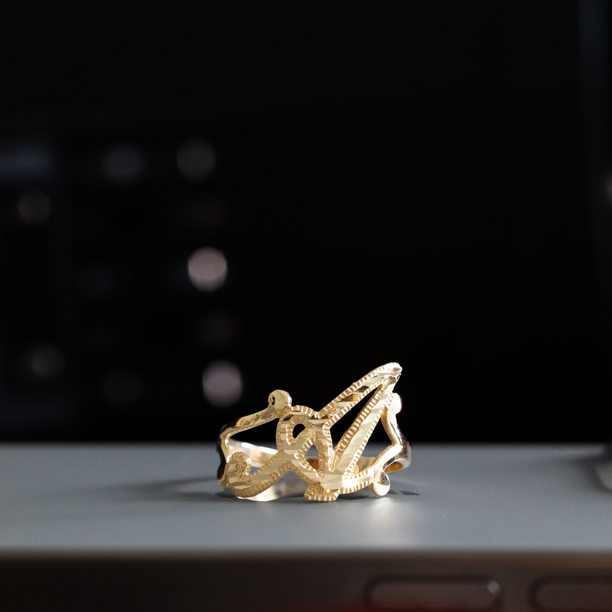 Gold Cursive Initial "A" Ring - Charlie & Co. Jewelry