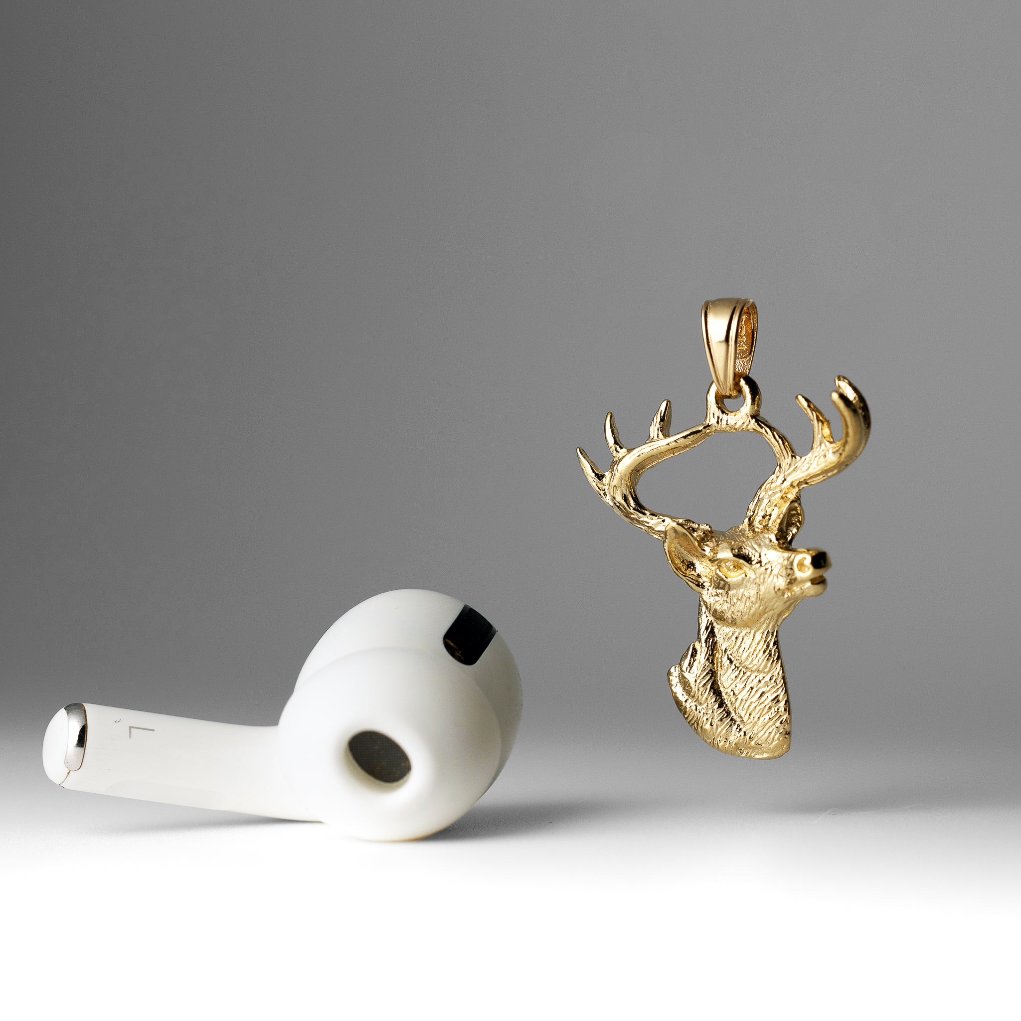 Gold 2D Deer Head Profile Charm Model-K6494 - Charlie & Co. Jewelry