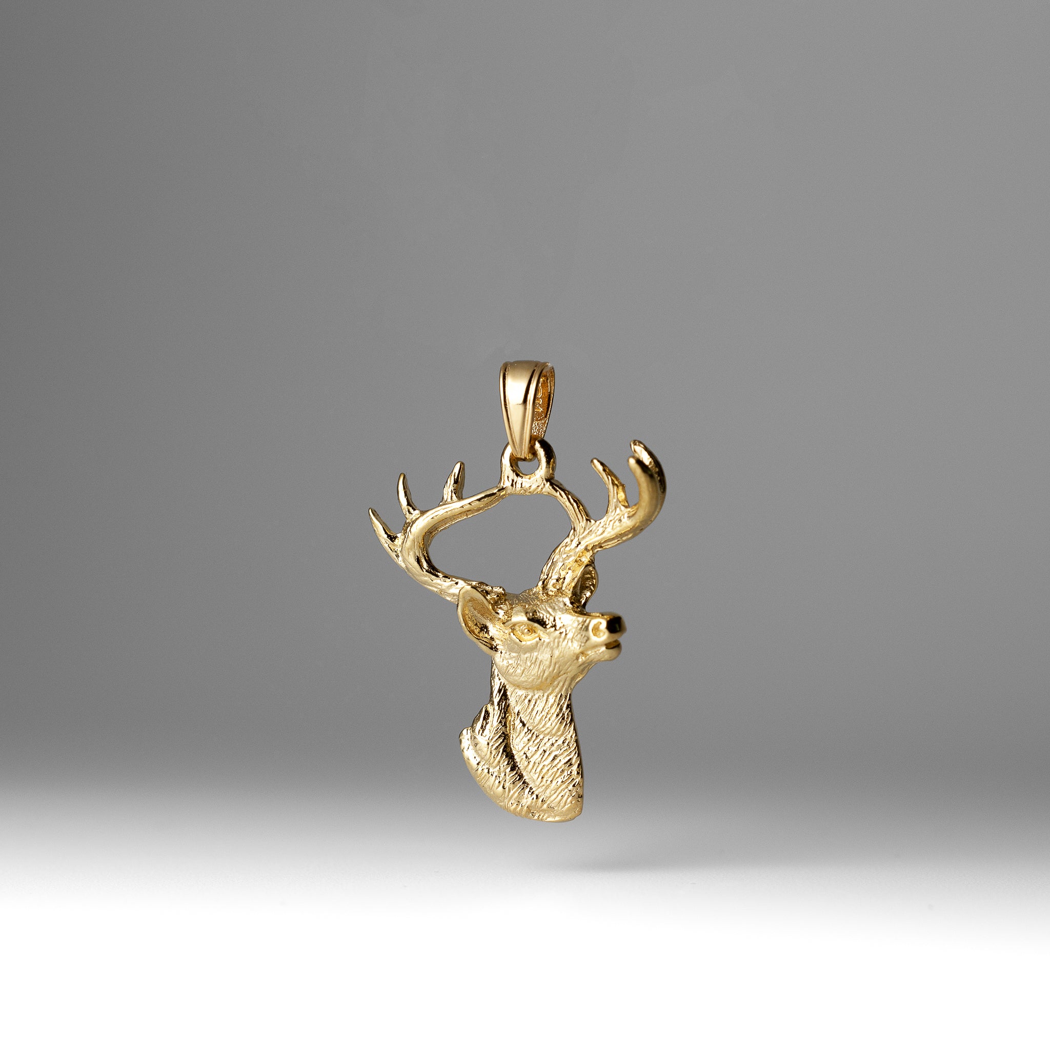 Gold 2D Deer Head Profile Charm Model-K6494 - Charlie & Co. Jewelry