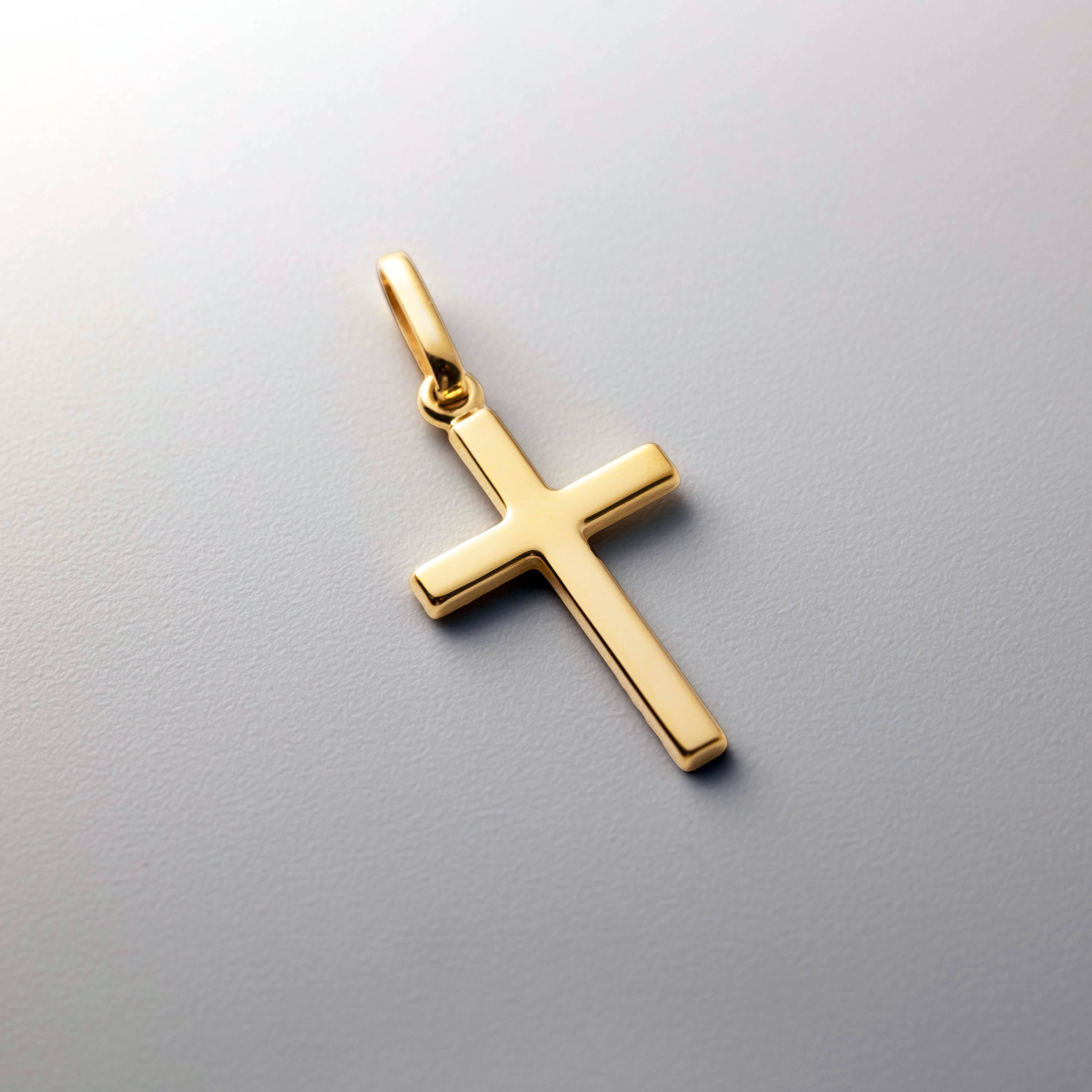 14K Gold Classic Plain Cross Pendant - Model K1171