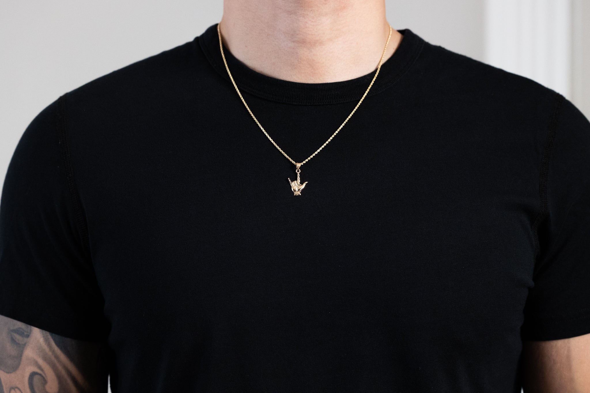 Gold Polished 'I Love You' Hand Gesture Pendant Model-K1742 - Charlie & Co. Jewelry