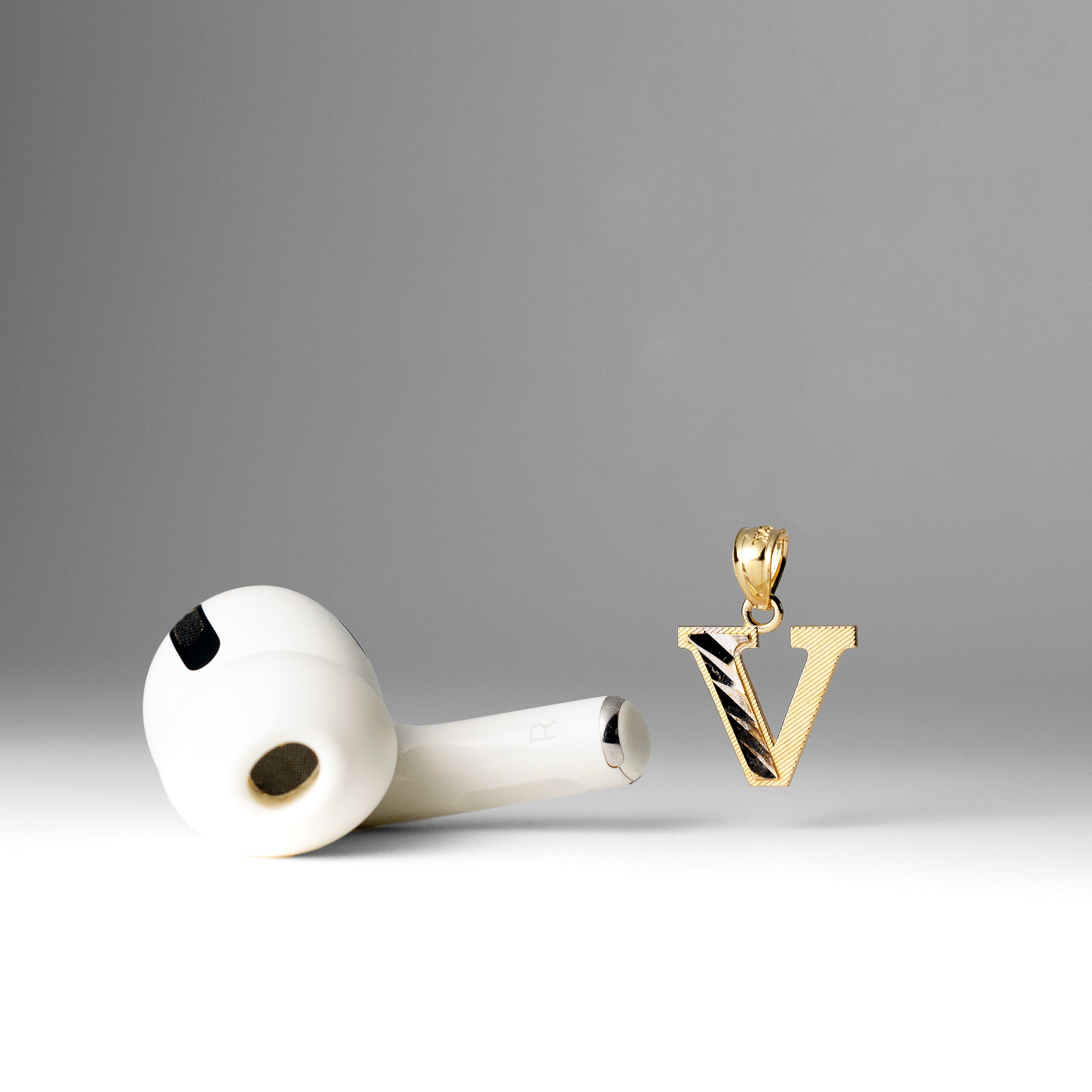 Gold Bold Letter V Pendant | A-Z Pendants - Charlie & Co. Jewelry