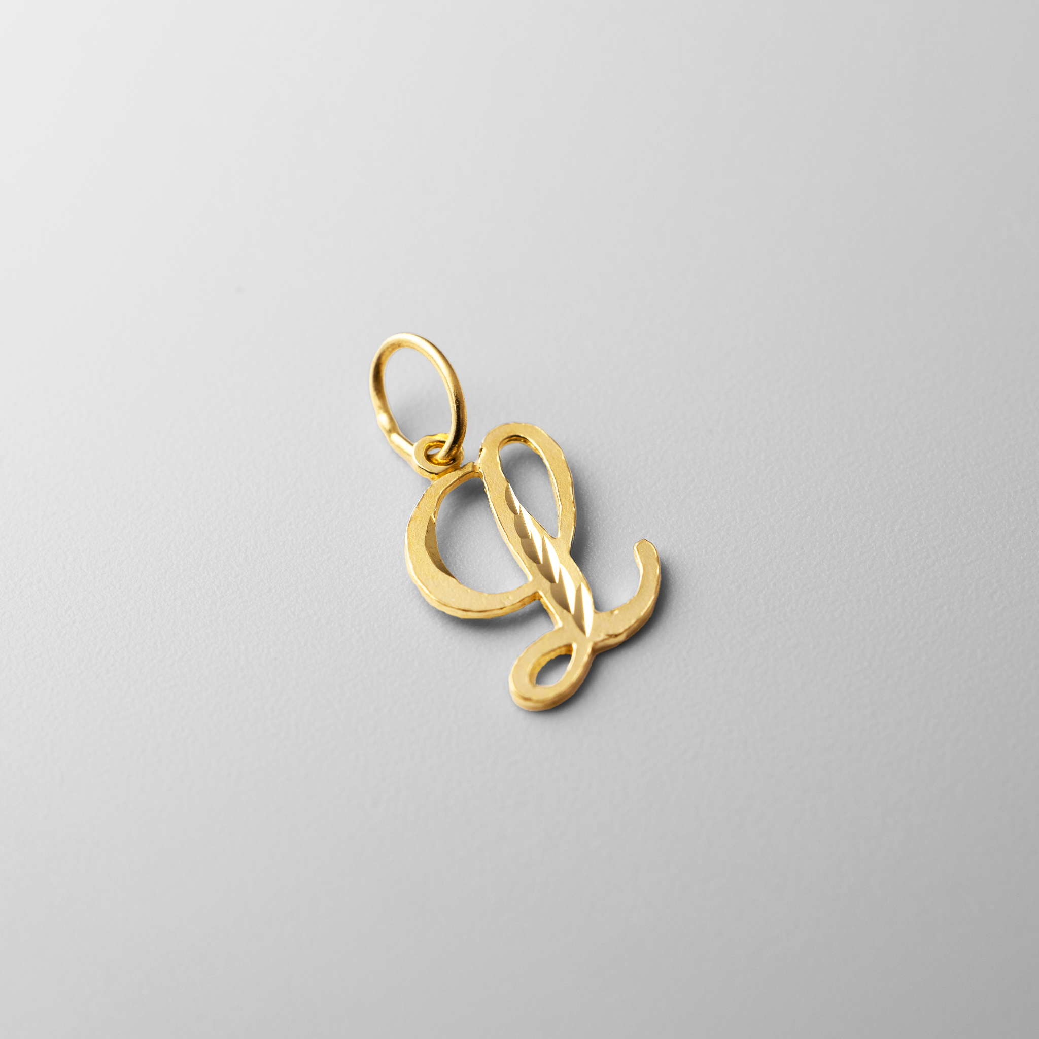 Gold Calligraphy Letter L Pendant | A-Z Pendants - Charlie & Co. Jewelry