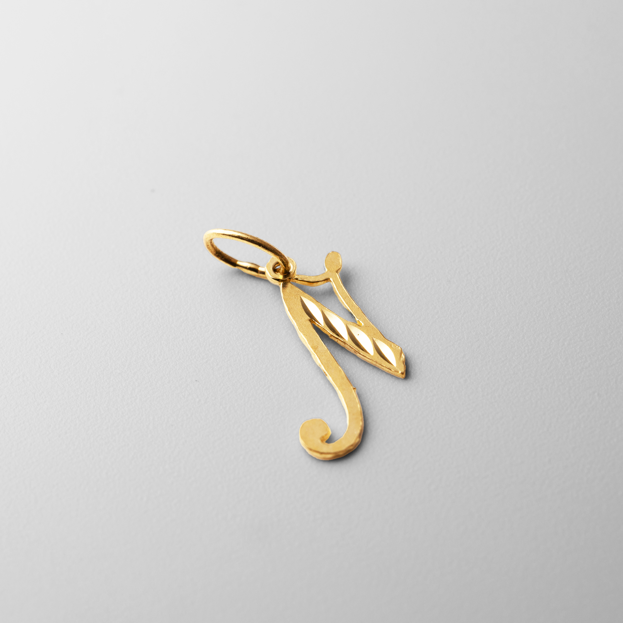 Gold Calligraphy Letter N Pendant | A-Z Pendants - Charlie & Co. Jewelry