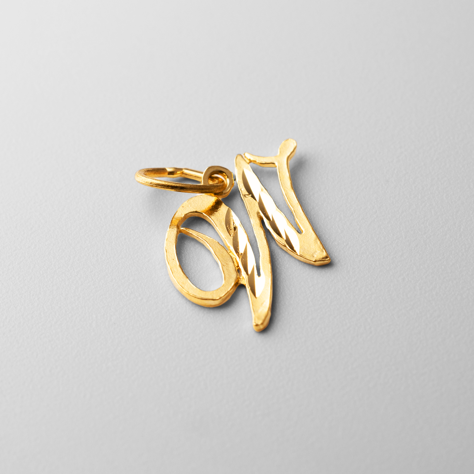 Gold Calligraphy Letter W Pendant | A-Z Pendants - Charlie & Co. Jewelry