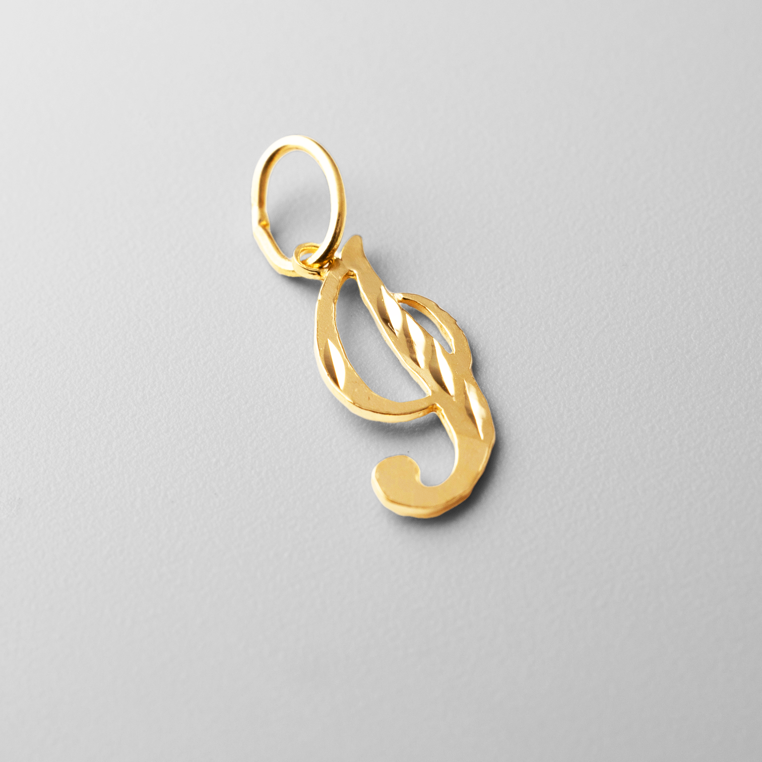 Gold Calligraphy Letter I Pendant | A-Z Pendants - Charlie & Co. Jewelry