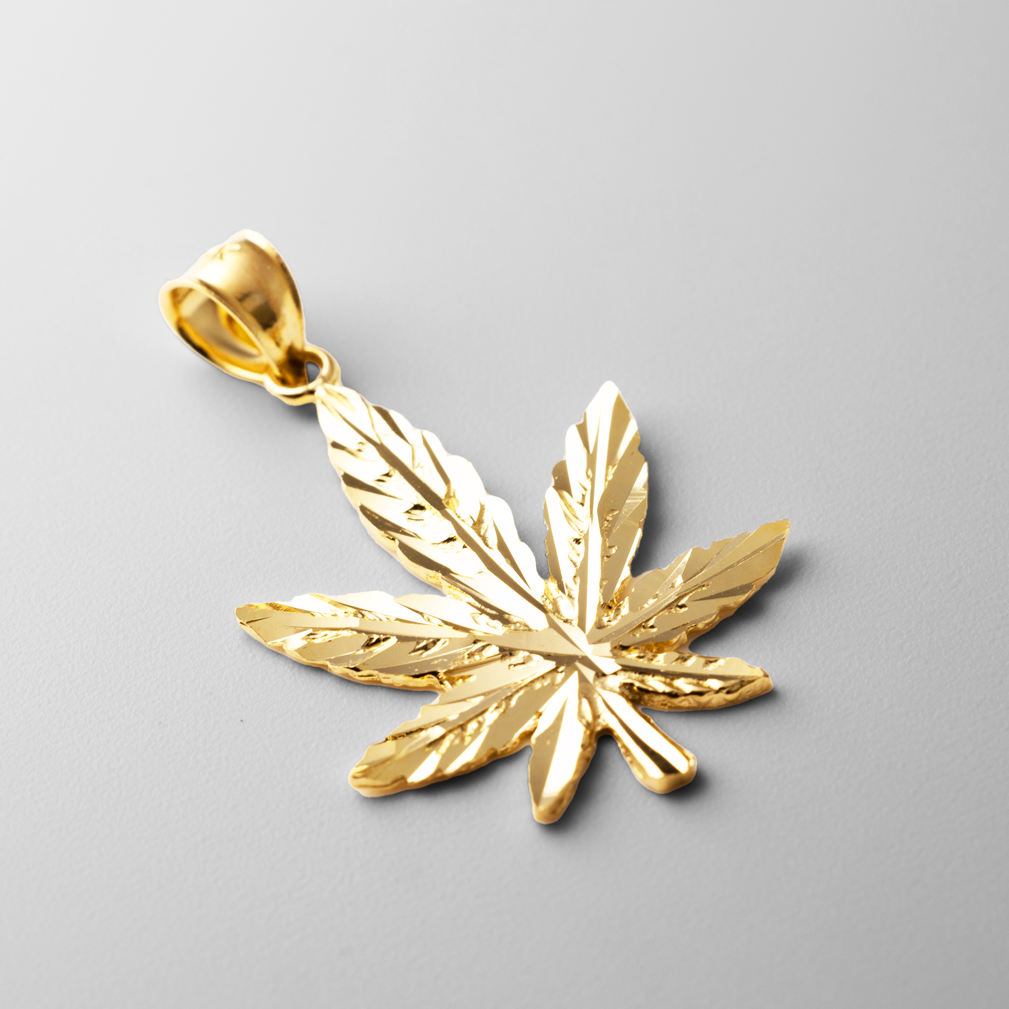 Gold Marijuana Leaf Pendant Model-1569 - Charlie & Co. Jewelry