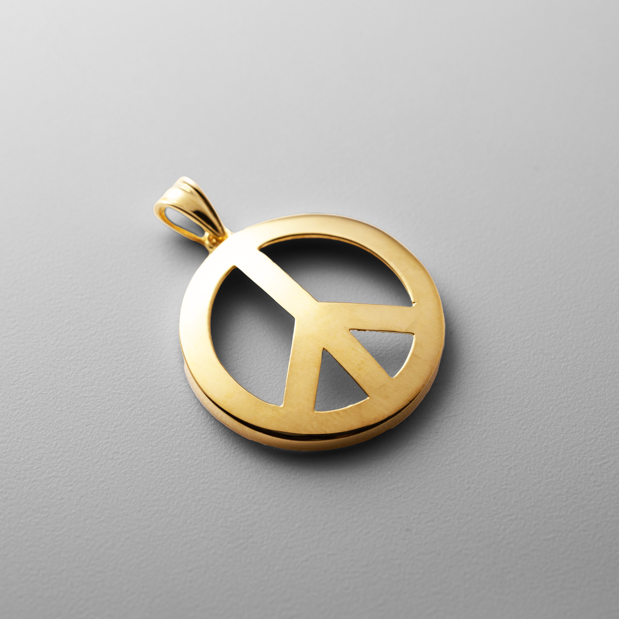 Gold Peace Sign Pendant Model-1736 - Charlie & Co. Jewelry