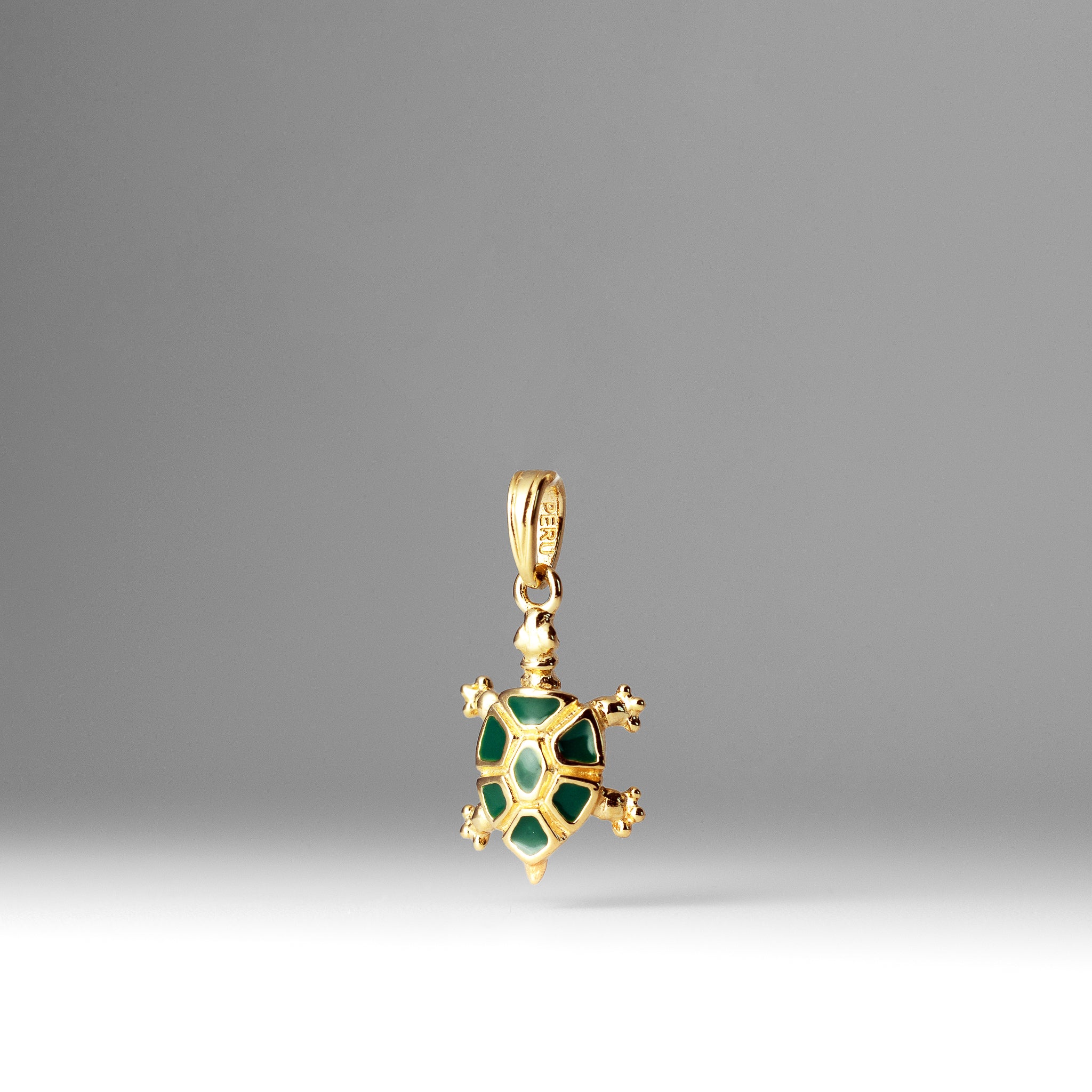 Gold with Green Enamel Land Turtle Charm - Charlie & Co. Jewelry