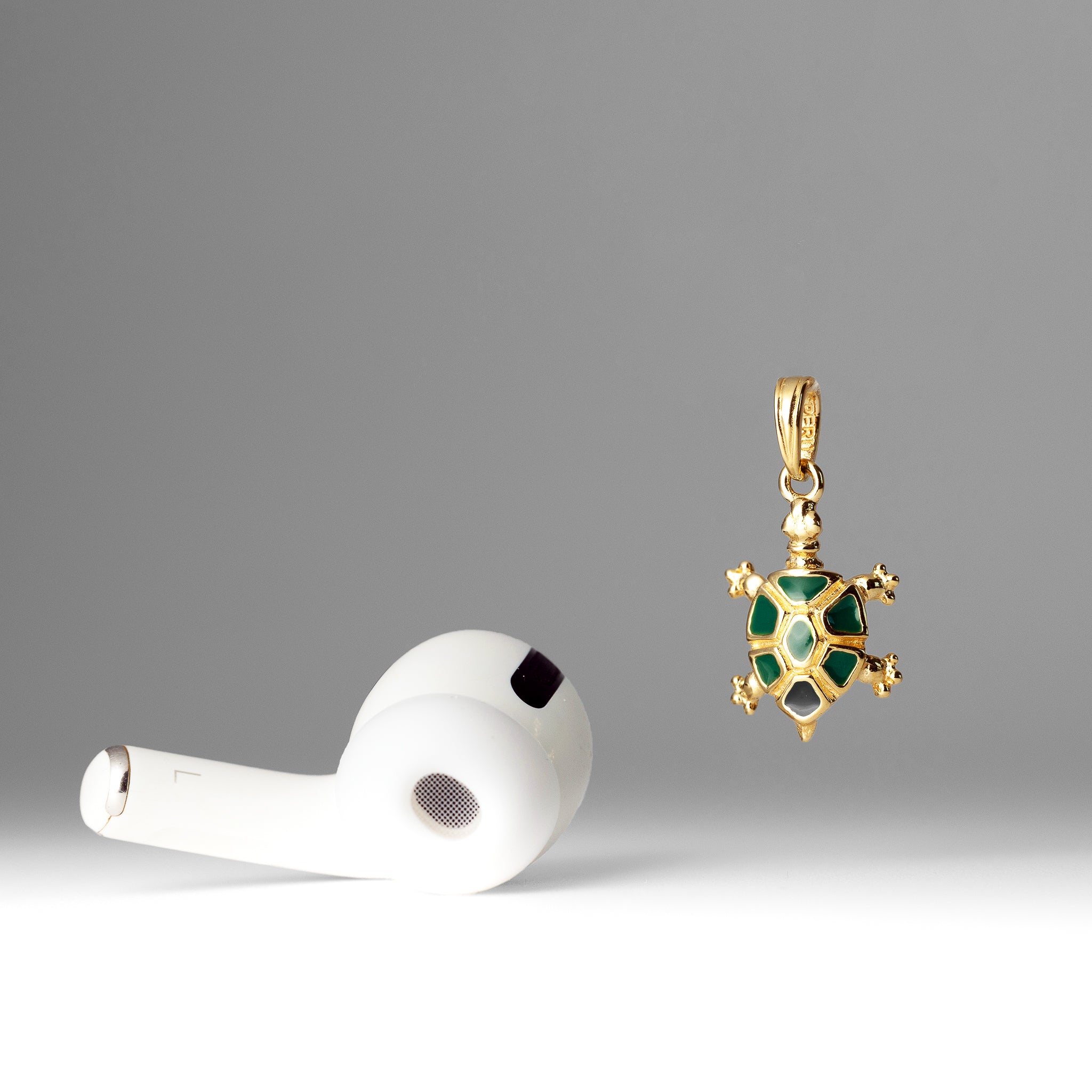 Gold with Green Enamel Land Turtle Charm - Charlie & Co. Jewelry