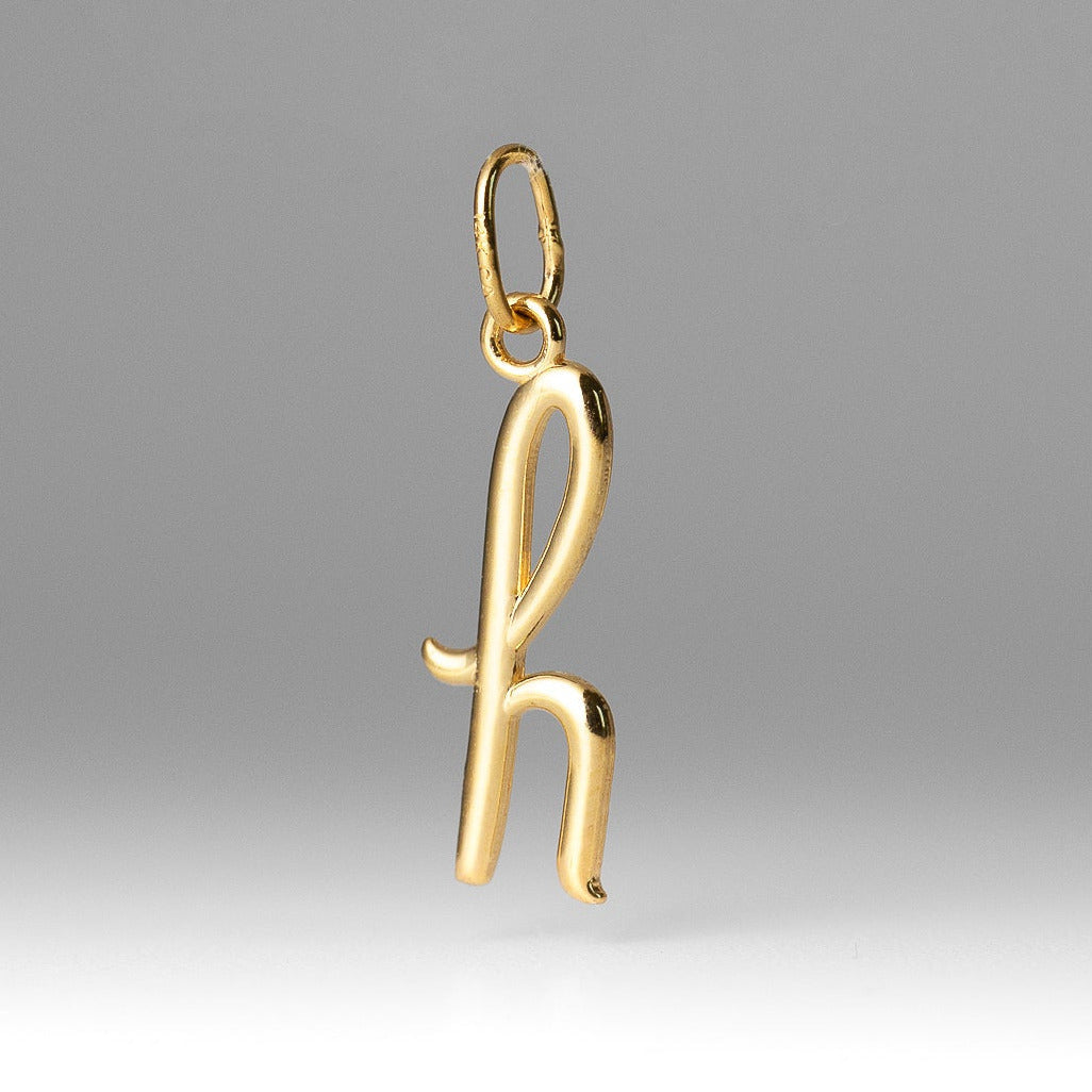 Gold Lowercase Initial "h" Pendant Model-YC1060 - Charlie & Co. Jewelry