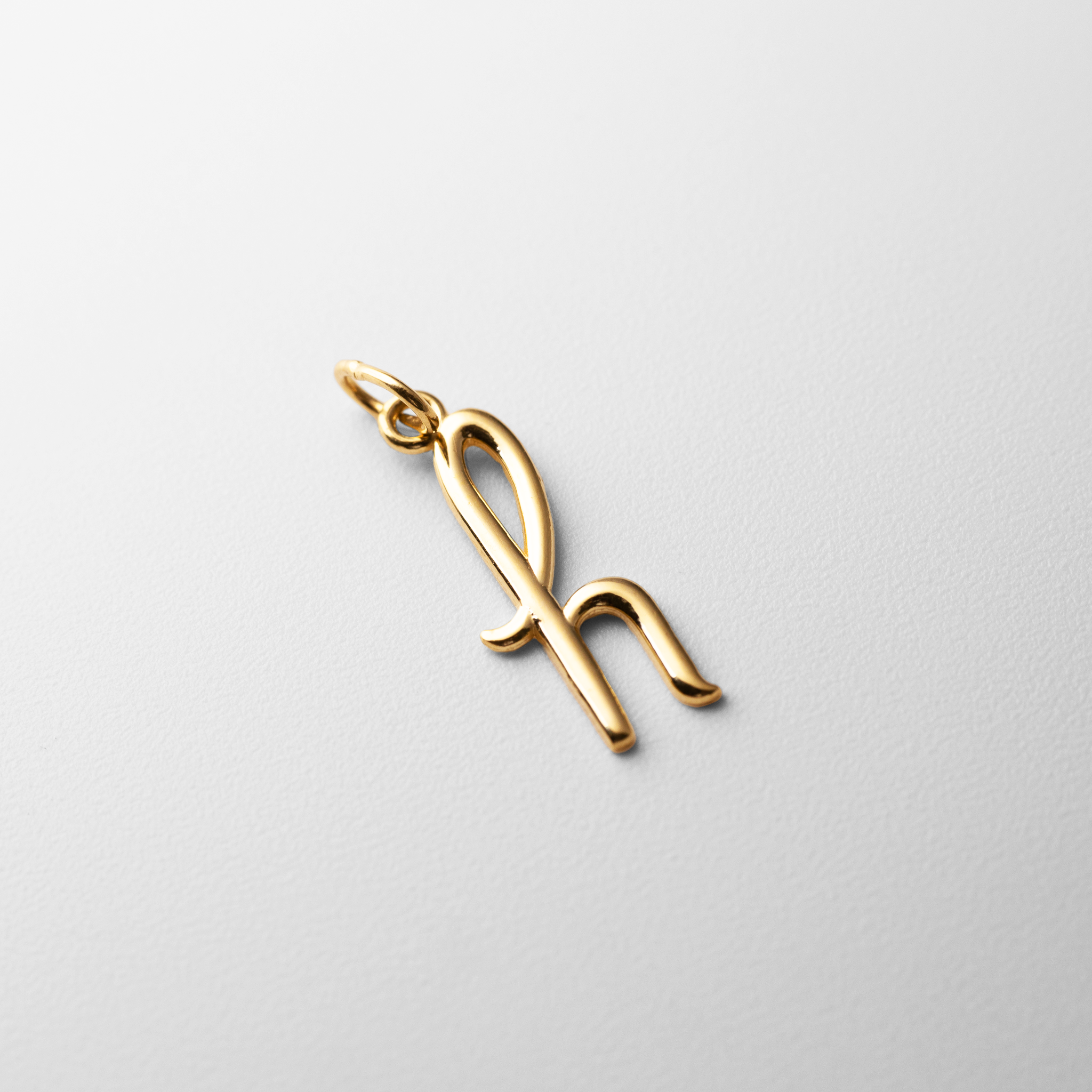 Gold Lowercase Initial "h" Pendant Model-YC1060 - Charlie & Co. Jewelry