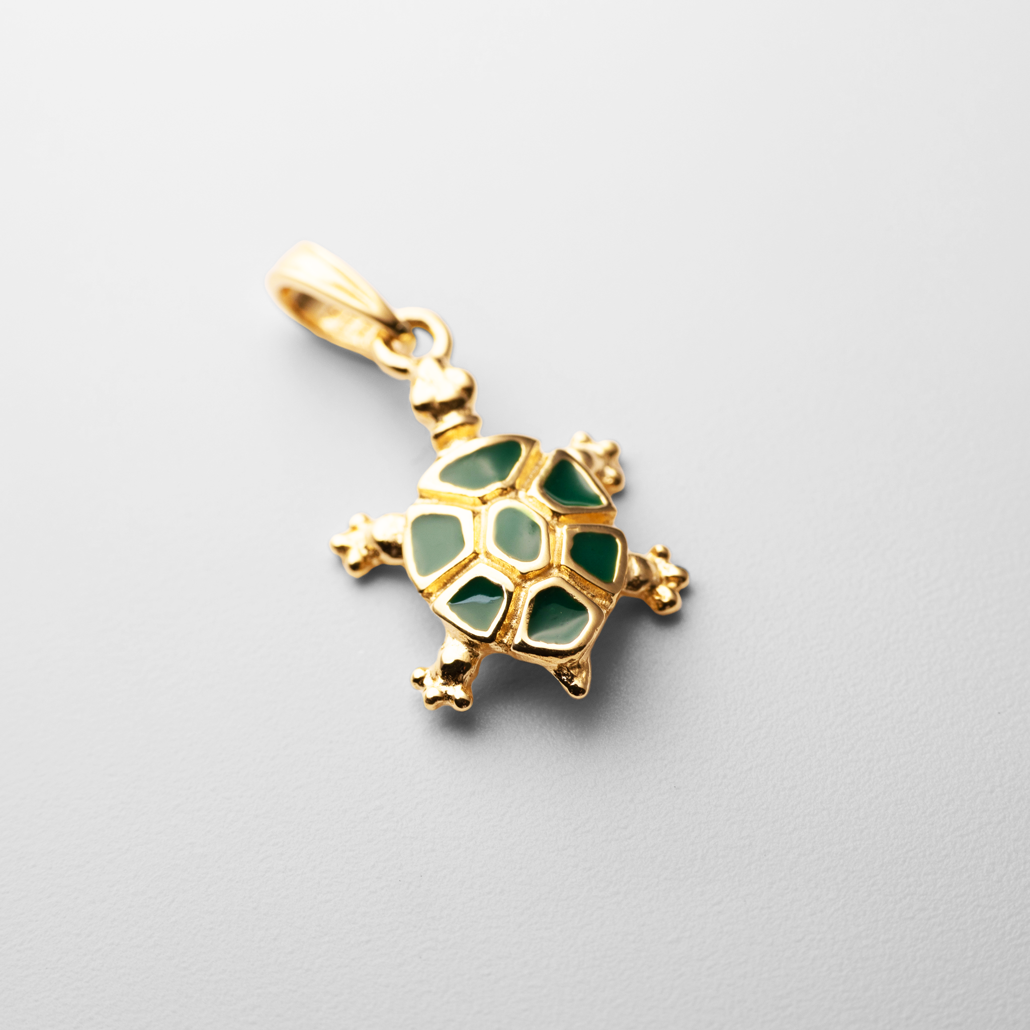 Gold with Green Enamel Land Turtle Charm - Charlie & Co. Jewelry