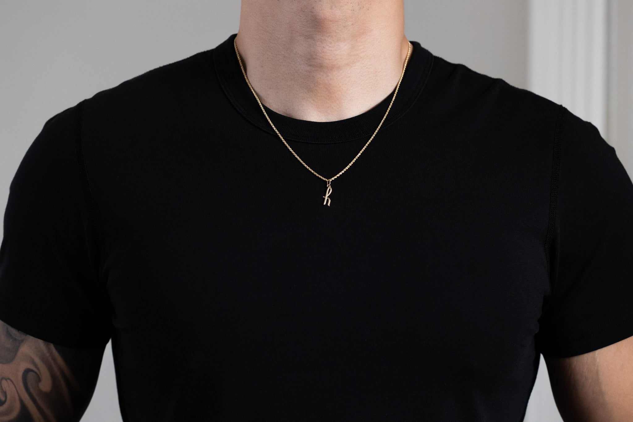 Gold Lowercase Initial "h" Pendant Model-YC1060 - Charlie & Co. Jewelry