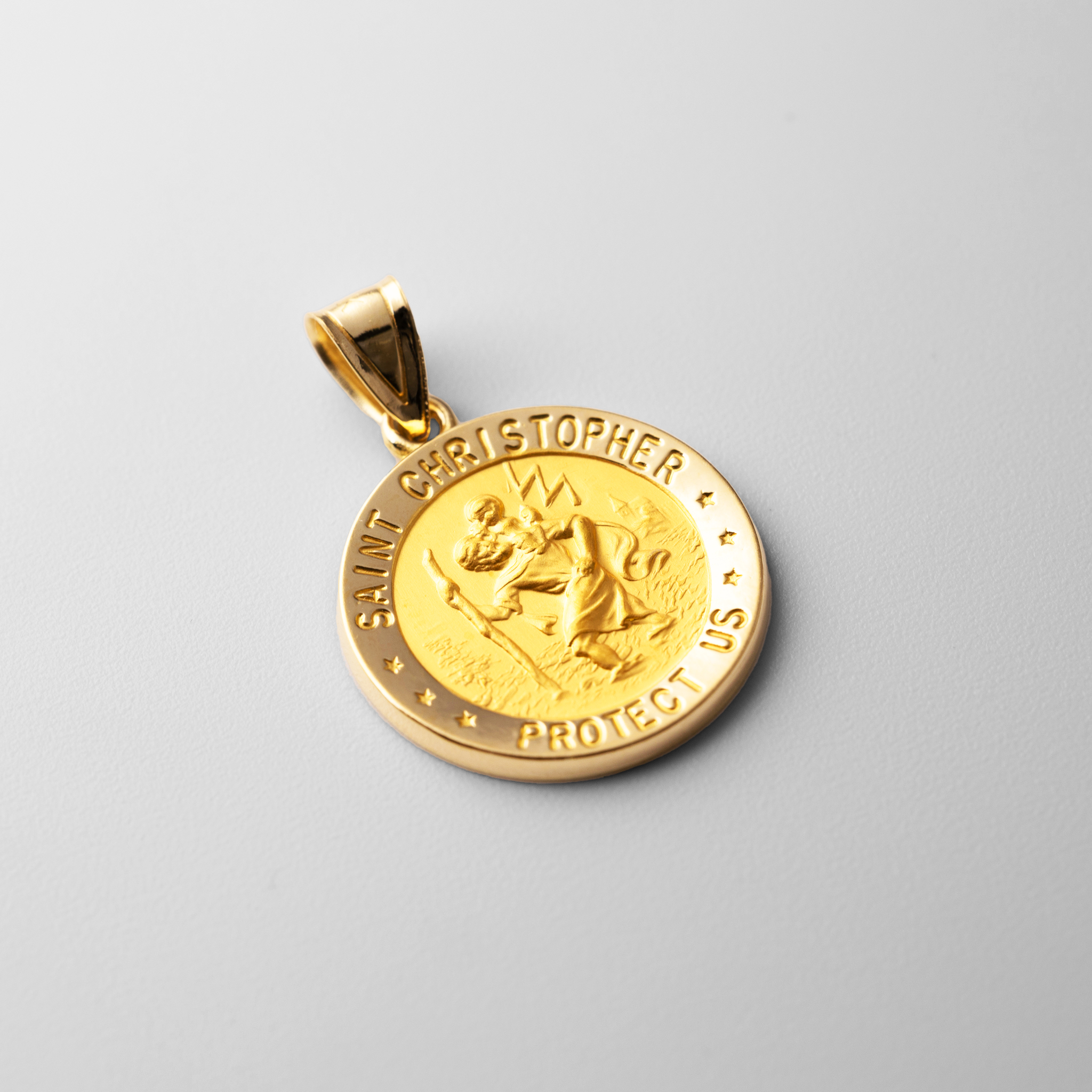 Saint Christopher Protect Us Pendant Round - Model 1240 - Charlie & Co. Jewelry