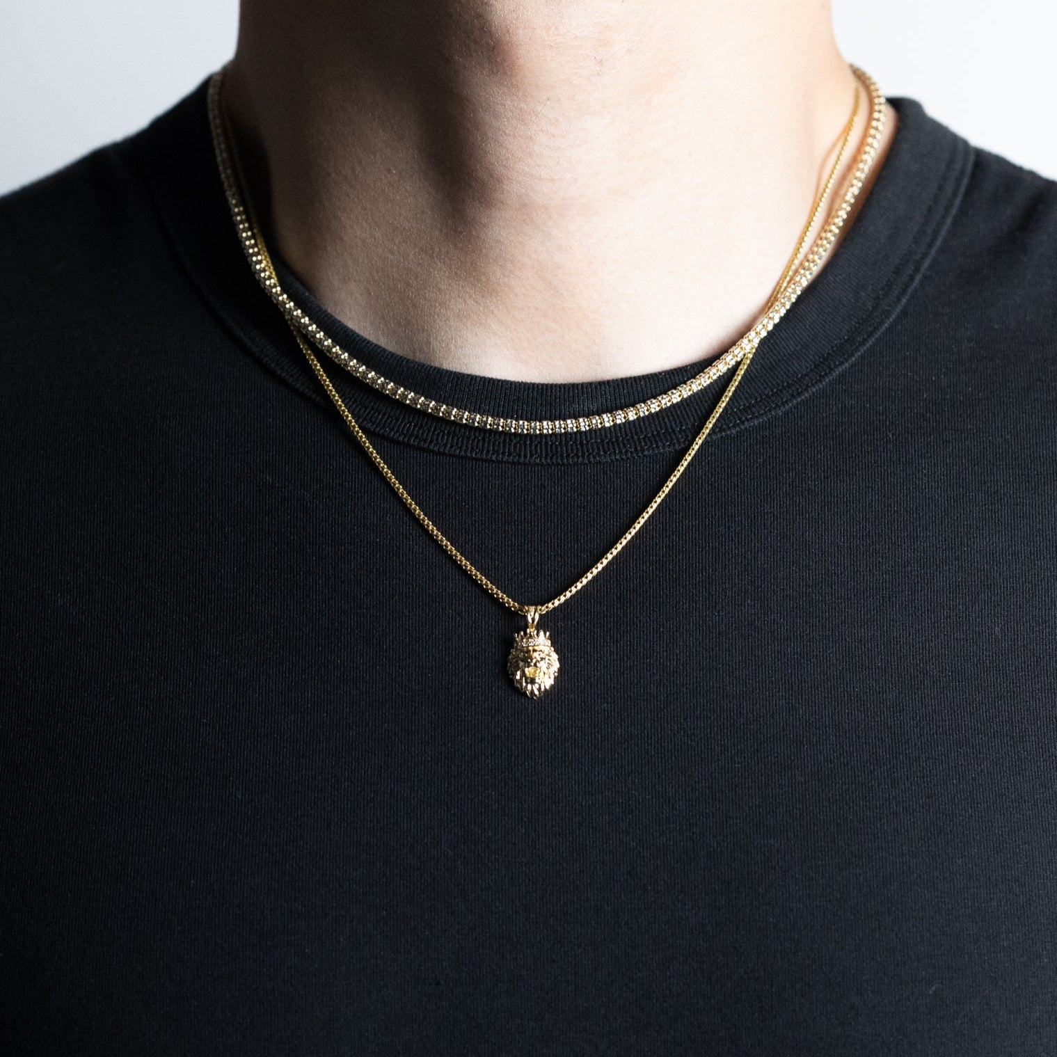 14K Gold CZ Small Roaring Lion Pendant with Crown - Model PT2681 - Charlie & Co. Jewelry