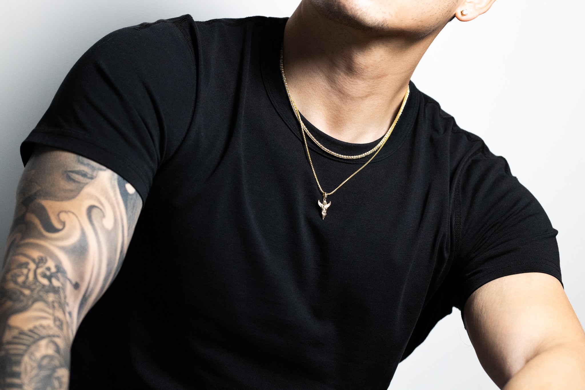 Gold Small Praying Angel Pendant Necklace - Model PT2631 - Charlie & Co. Jewelry