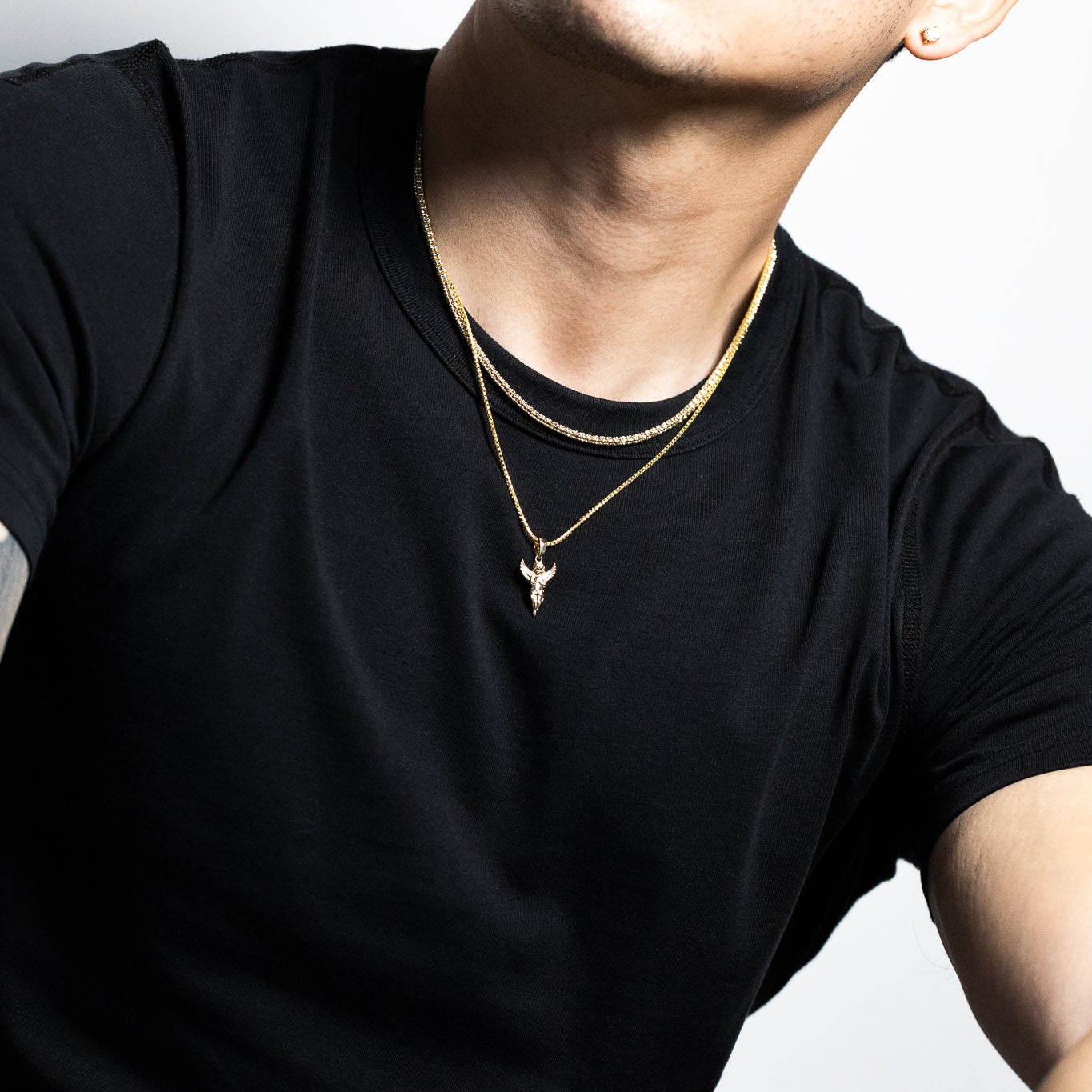 Gold Small Praying Angel Pendant Necklace - Model PT2631 - Charlie & Co. Jewelry