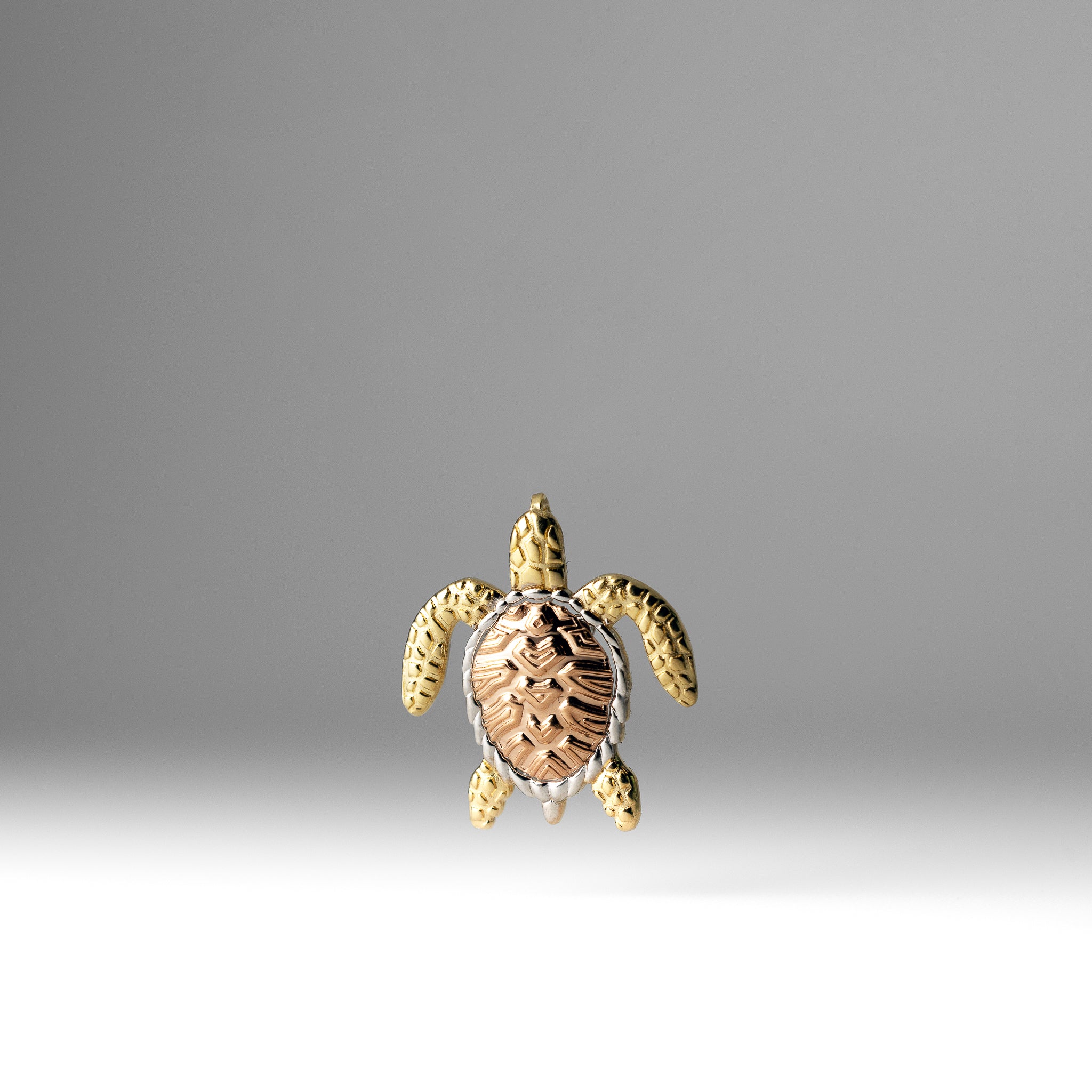 Two-Tone Gold with White Rhodium Turtle Pendant Slide - Charlie & Co. Jewelry