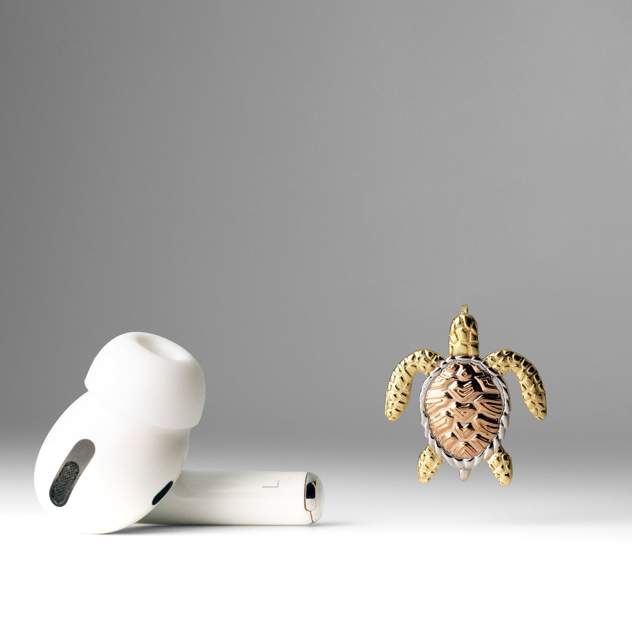 Two-Tone Gold with White Rhodium Turtle Pendant Slide - Charlie & Co. Jewelry