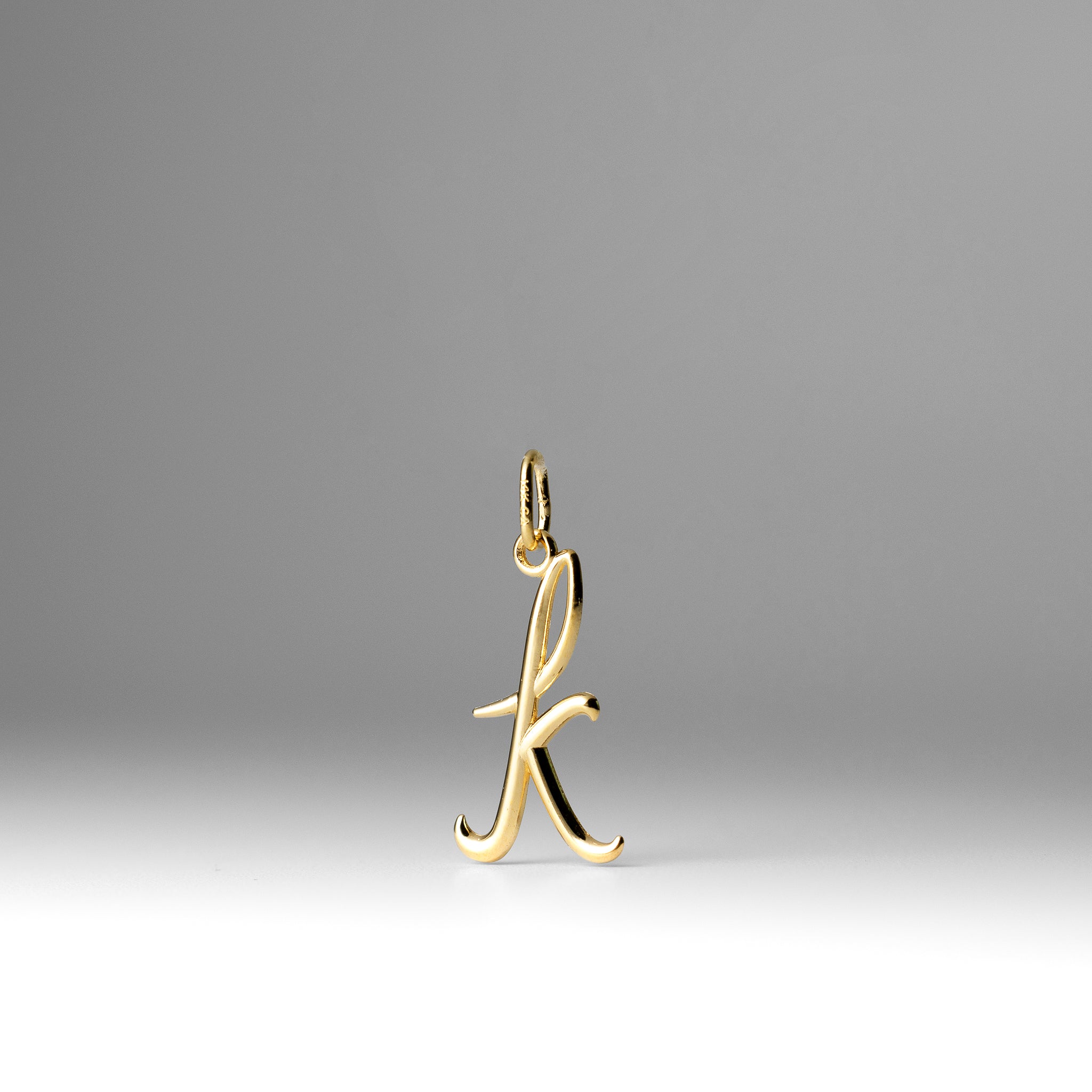 Gold Lowercase Initial "k" Pendant Model-YC1060 - Charlie & Co. Jewelry