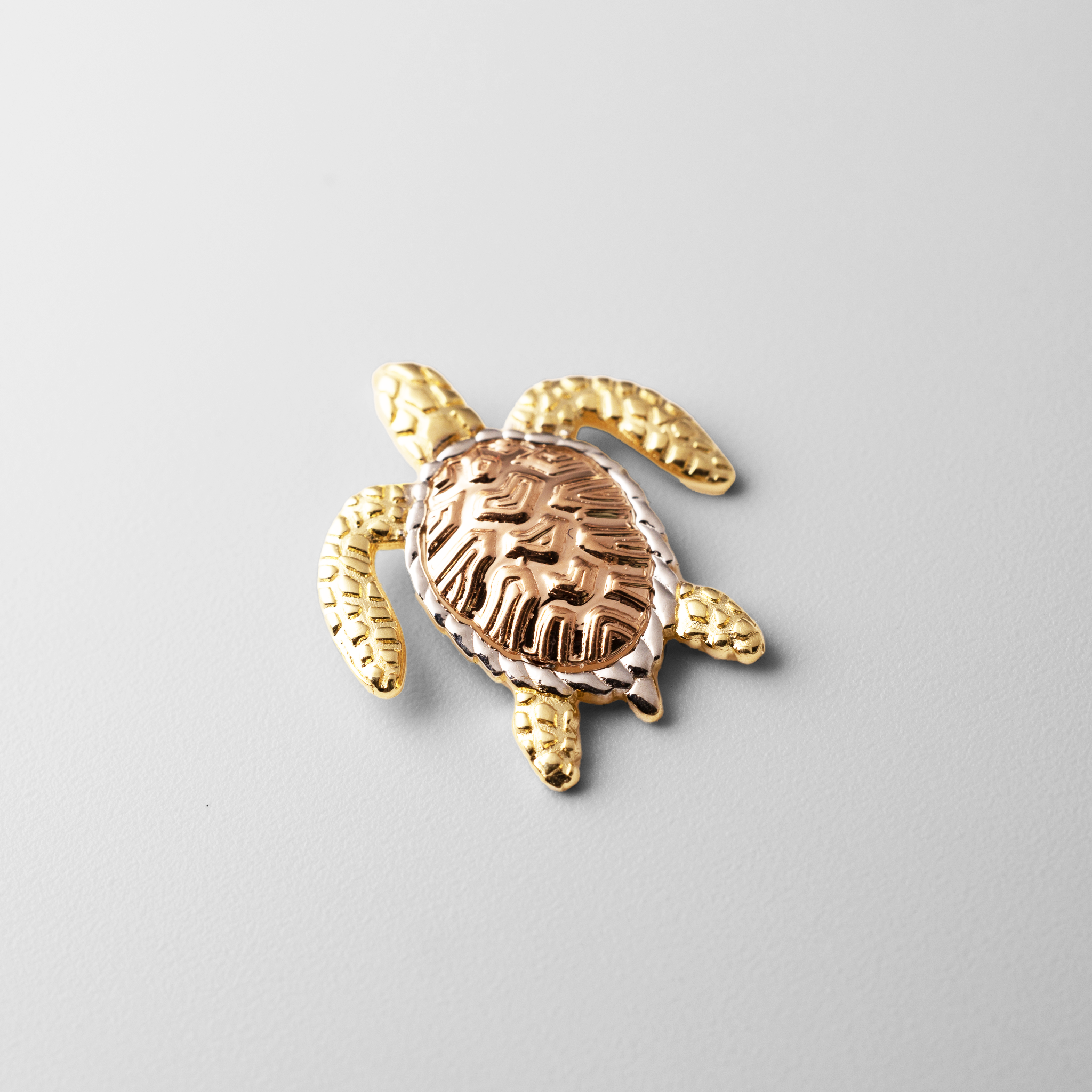 Two-Tone Gold with White Rhodium Turtle Pendant Slide - Charlie & Co. Jewelry