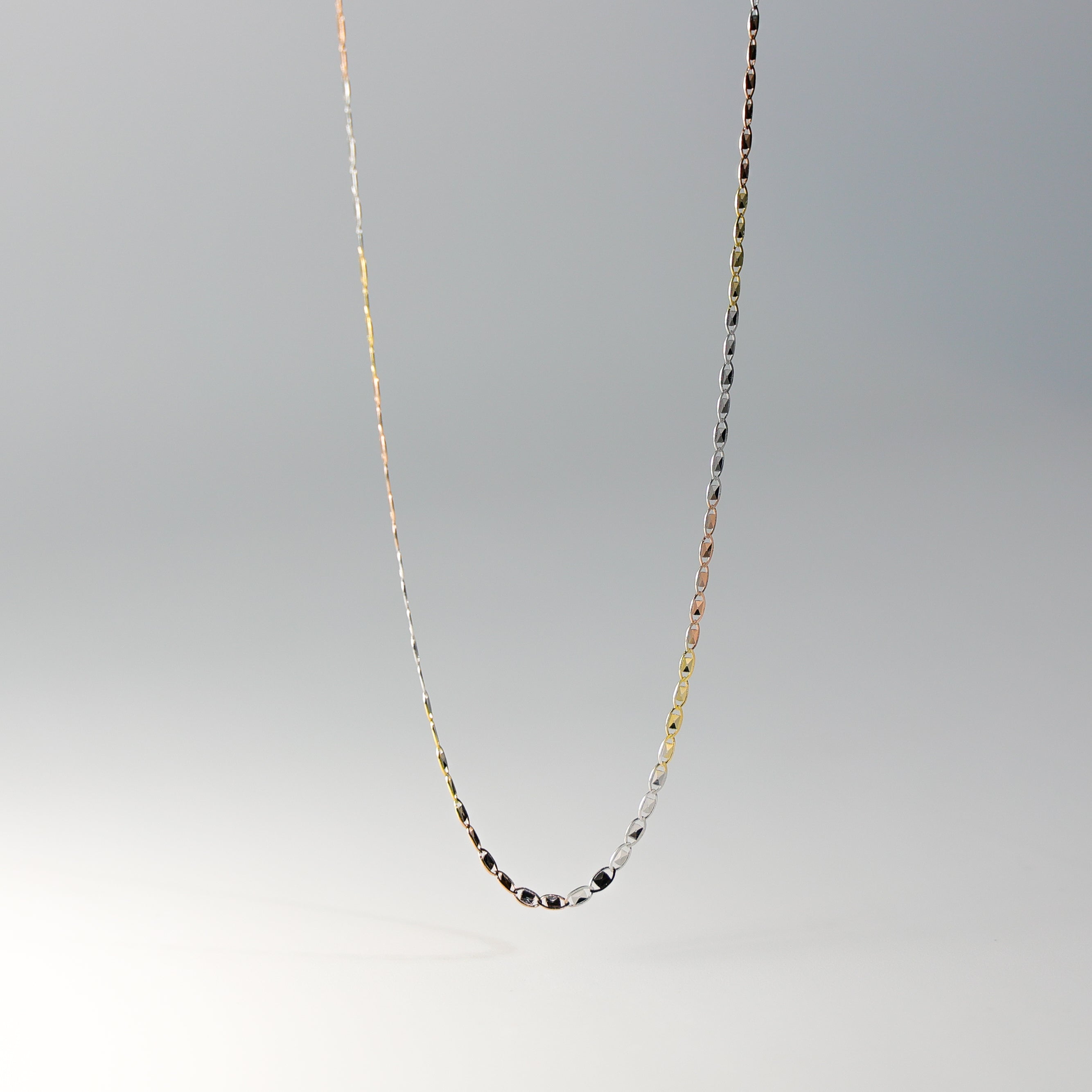 1.6mm Solid 14K Gold Tri Colors Valentino Chain Model-0488 - Charlie & Co. Jewelry