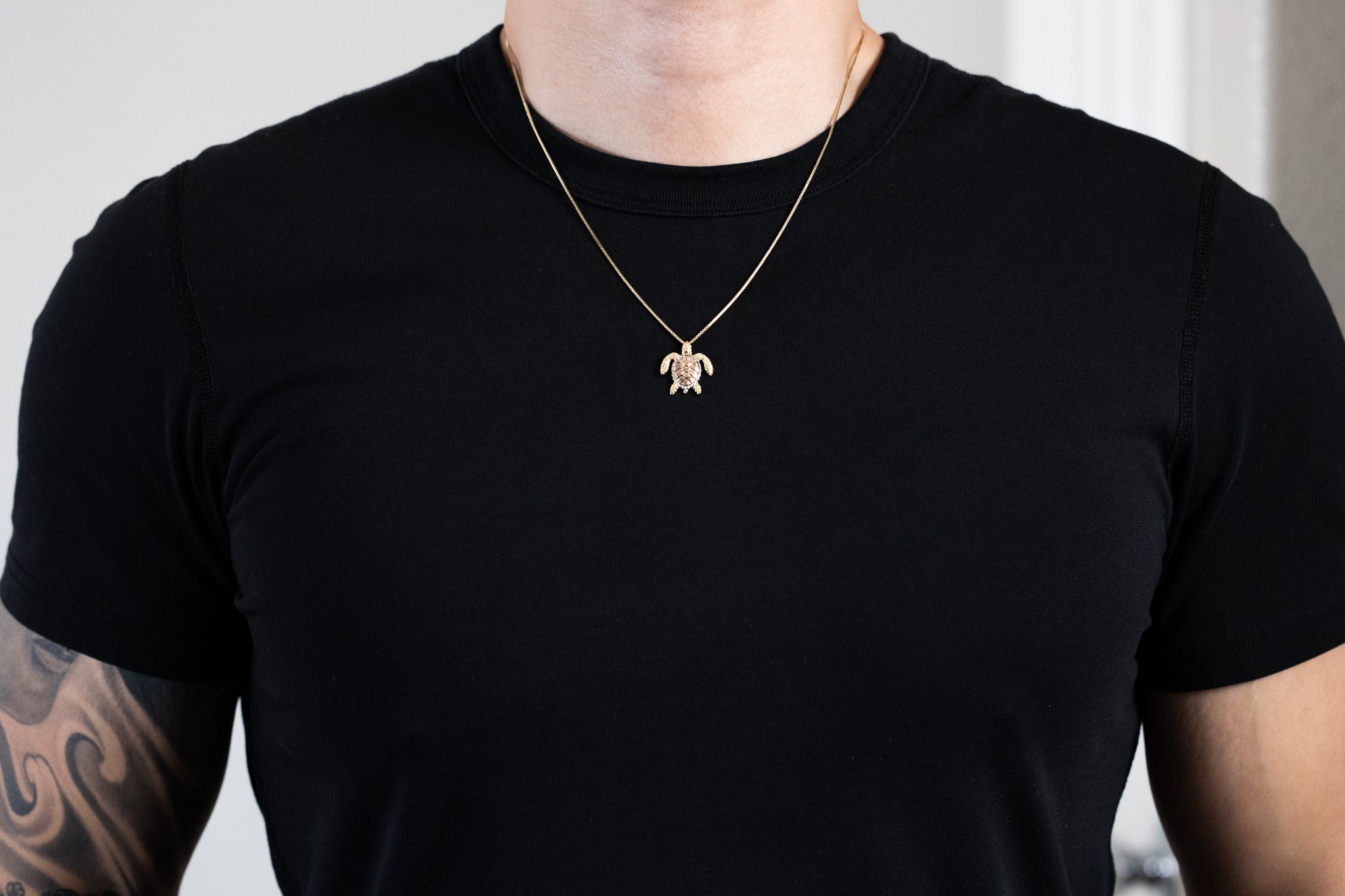 Two-Tone Gold with White Rhodium Turtle Pendant Slide - Charlie & Co. Jewelry