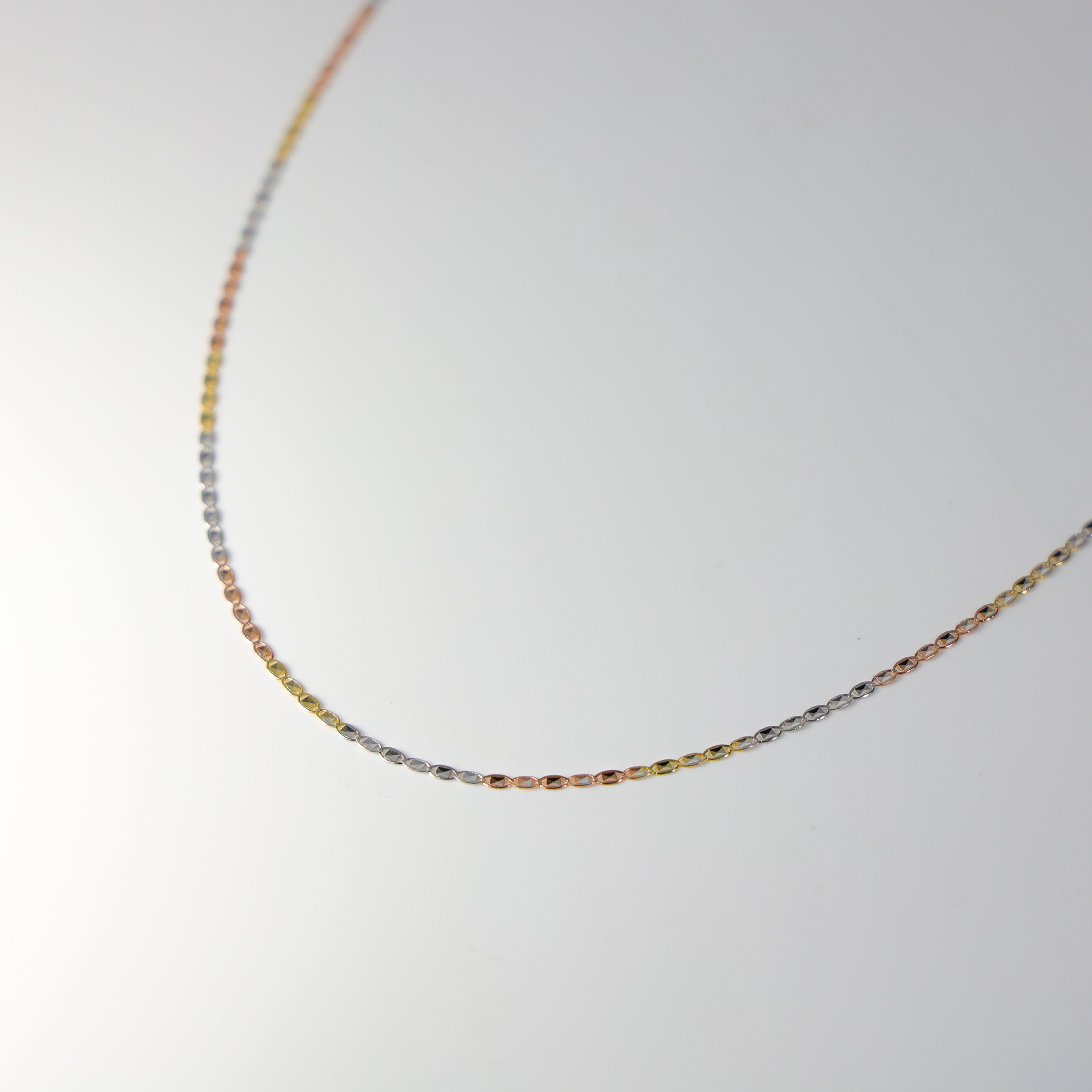 1.6mm Solid 14K Gold Tri Colors Valentino Chain Model-0488 - Charlie & Co. Jewelry