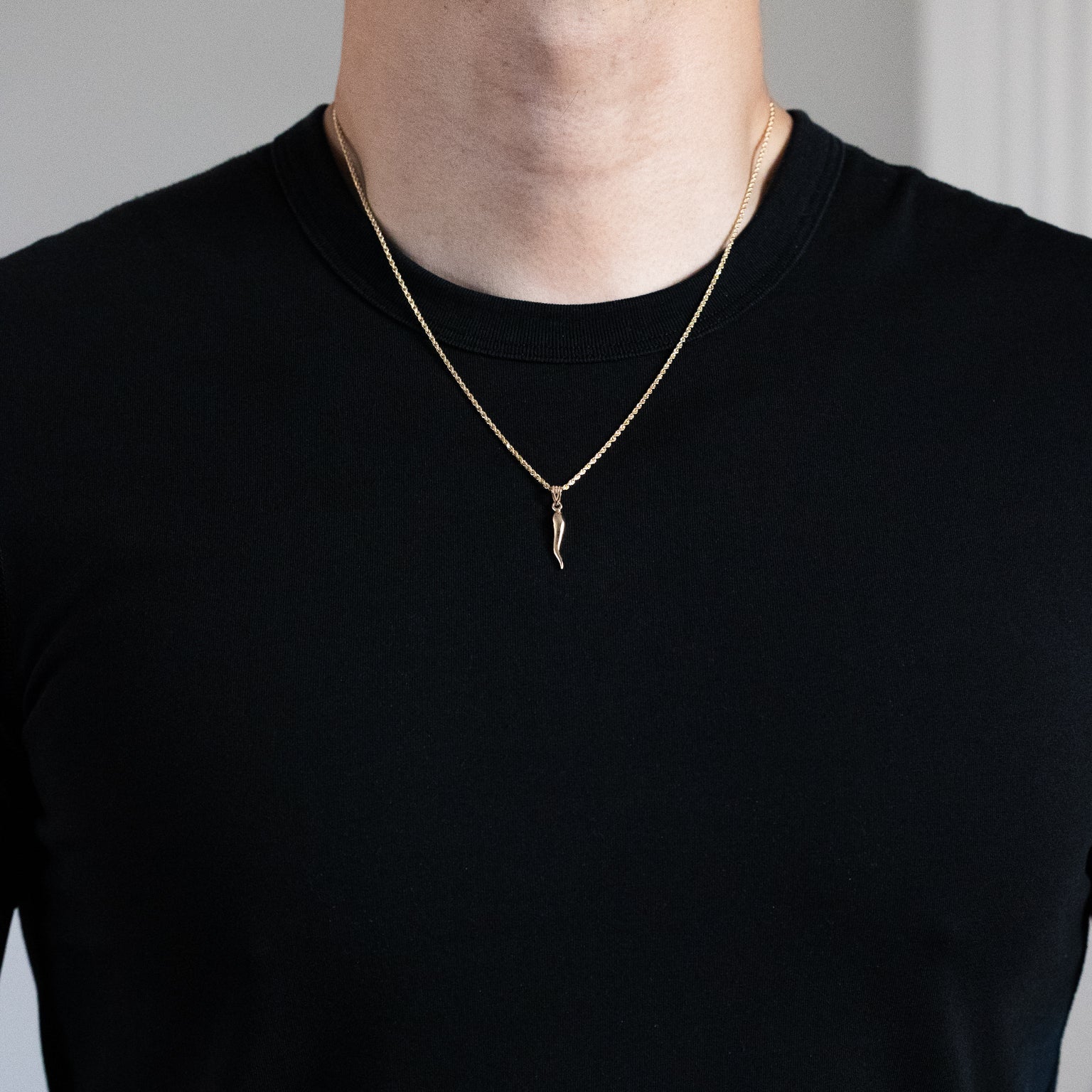 Gold Medium 3D Italian Horn Charm - Model K2735 - Charlie & Co. Jewelry