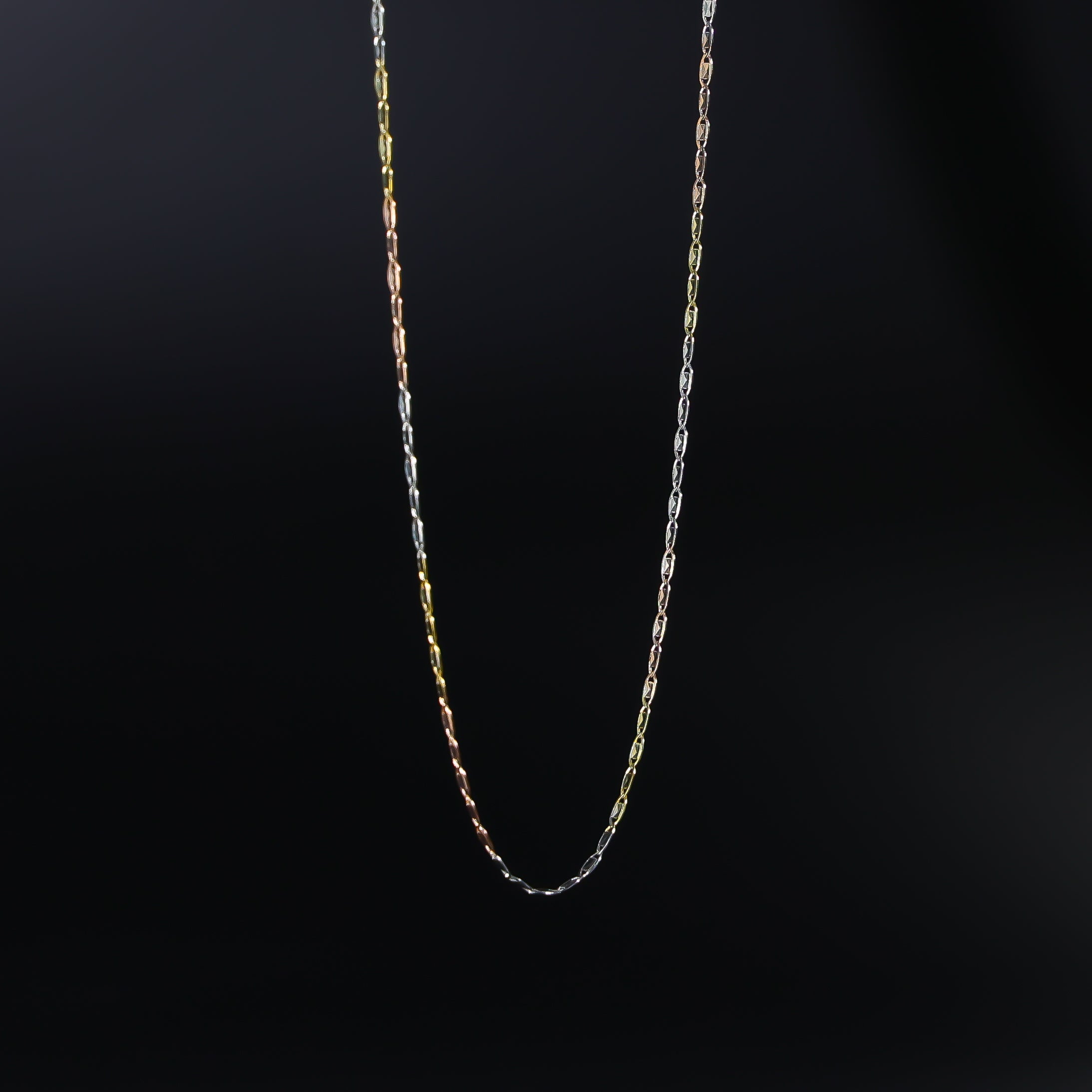 1.6mm Solid 14K Gold Tri Colors Valentino Chain Model-0488 - Charlie & Co. Jewelry