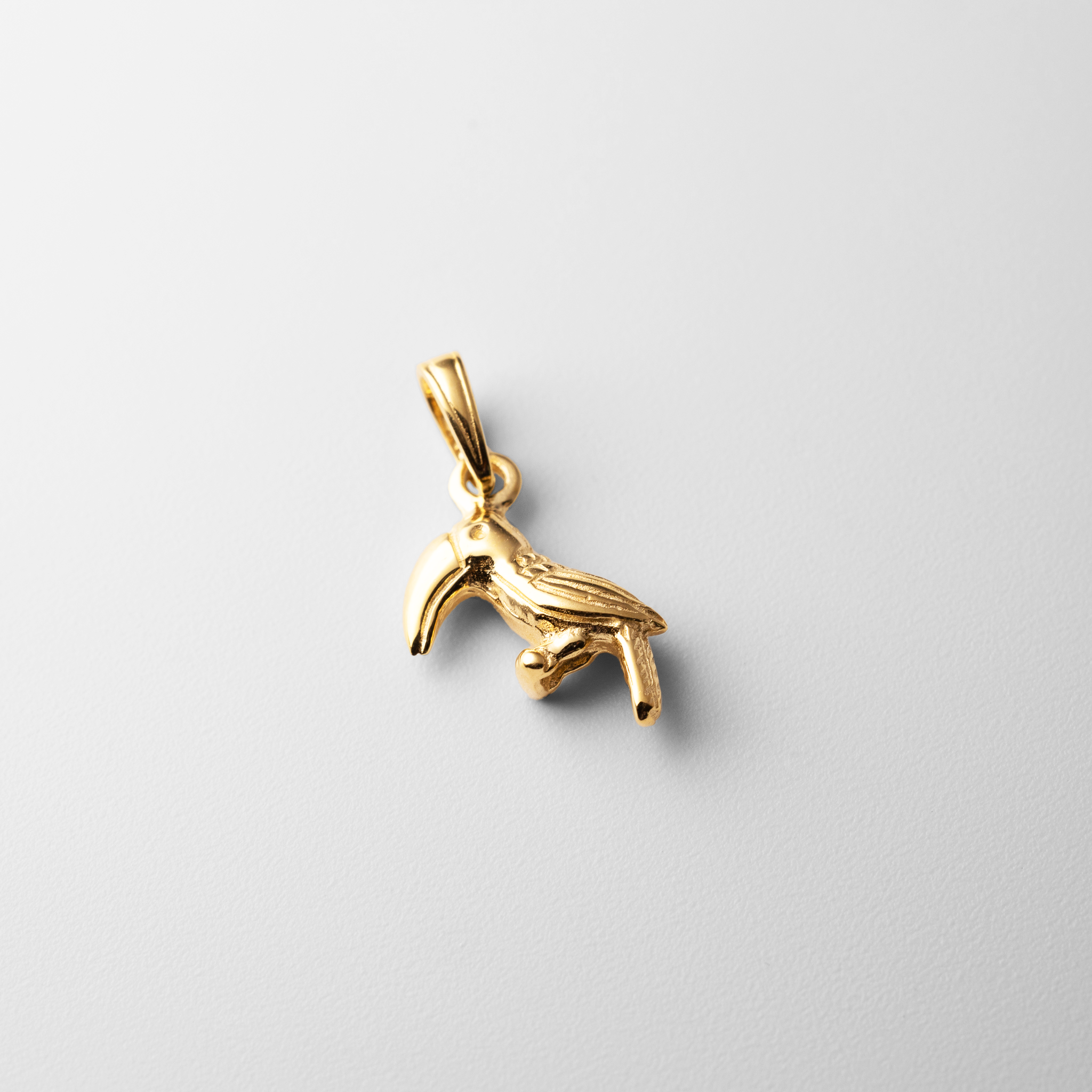 Gold 3D Textured/Polished Toucan Bird Pendant - Charlie & Co. Jewelry