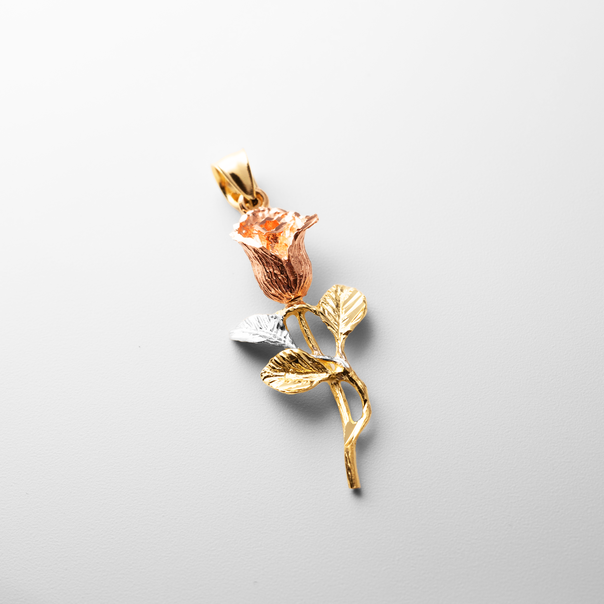 Gold Rose Flower Pendant Model-1959 - Charlie & Co. Jewelry