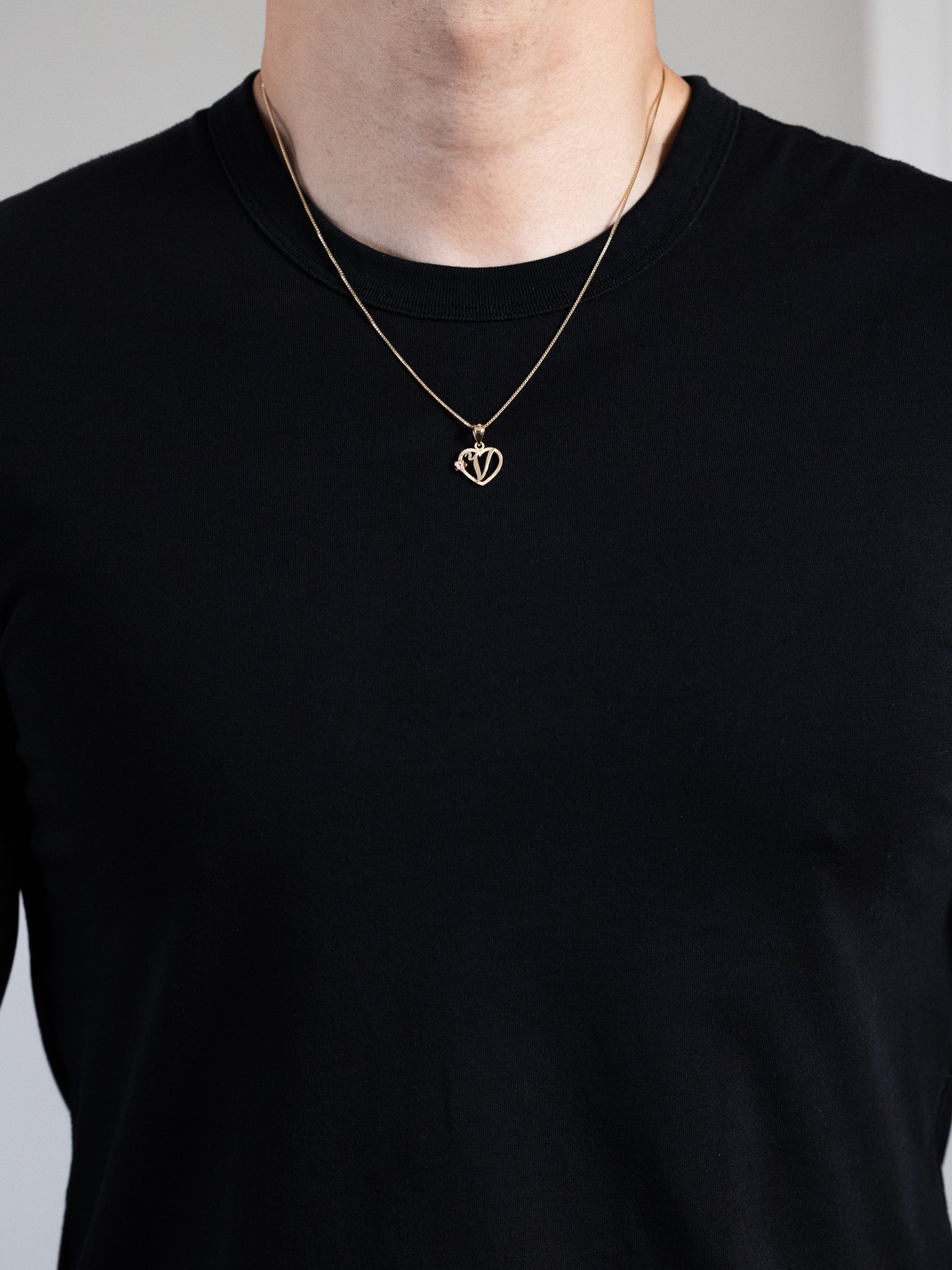 Gold Script Letter 'V' Heart Charm with Floral Accent - Charlie & Co. Jewelry