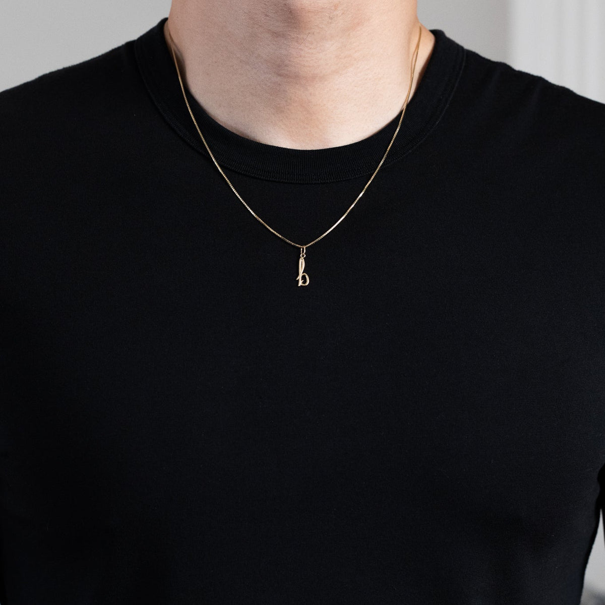 Gold Lowercase Initial "b" Pendant Model-YC1060 - Charlie & Co. Jewelry