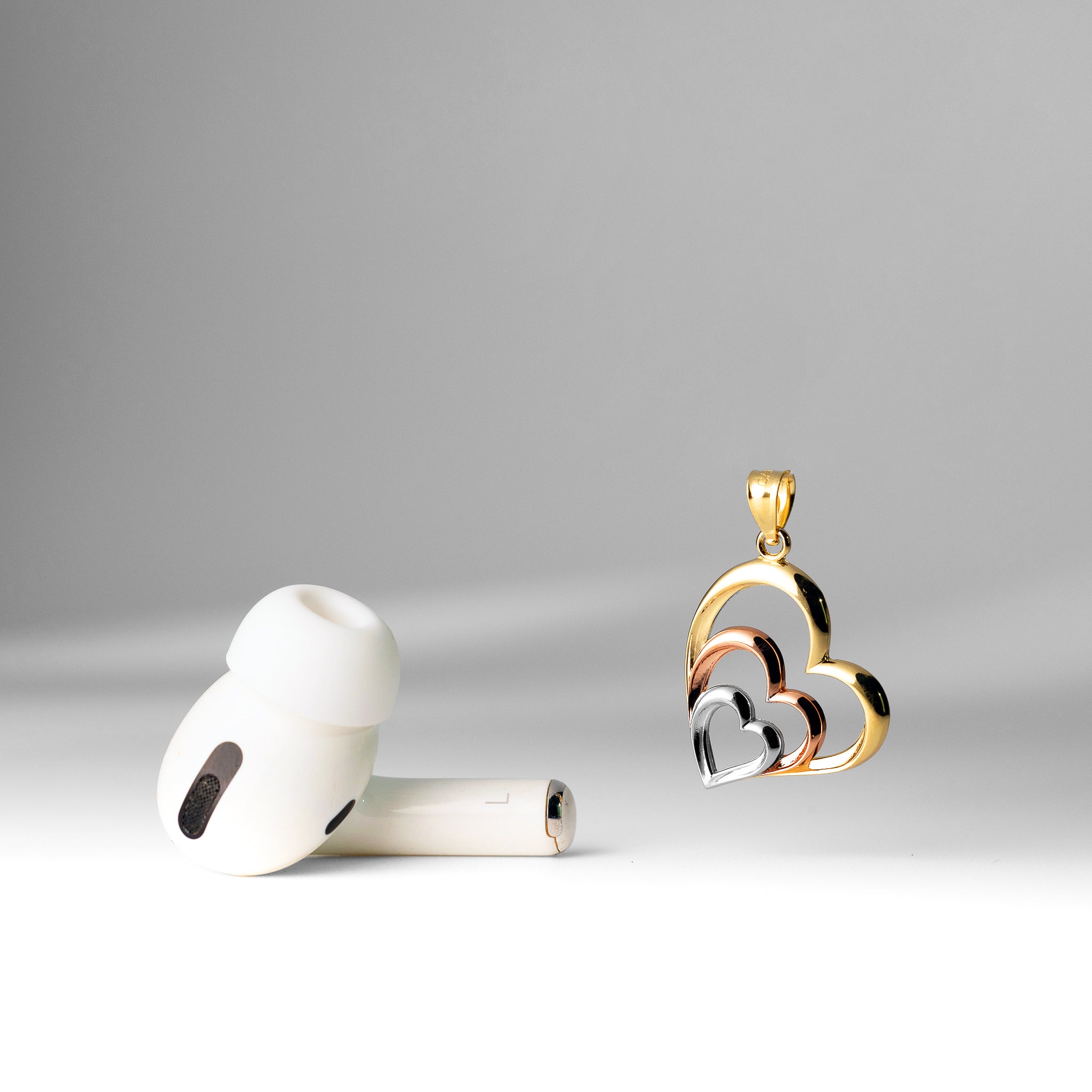 Gold Triple Heart Necklace Pendant Model-D4356 - Charlie & Co. Jewelry