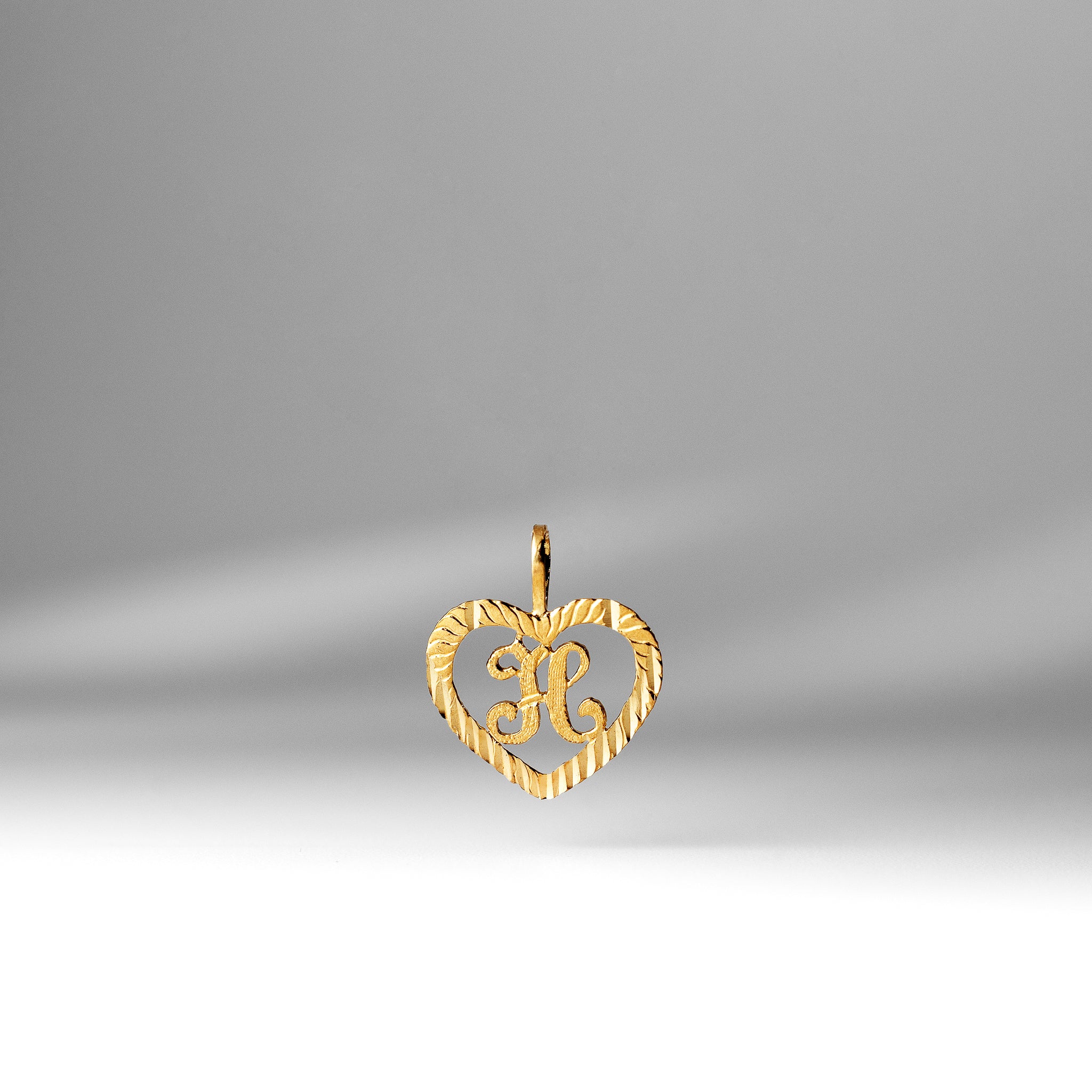 Gold Heart-Shaped Letter H Pendant | A-Z Pendants - Charlie & Co. Jewelry