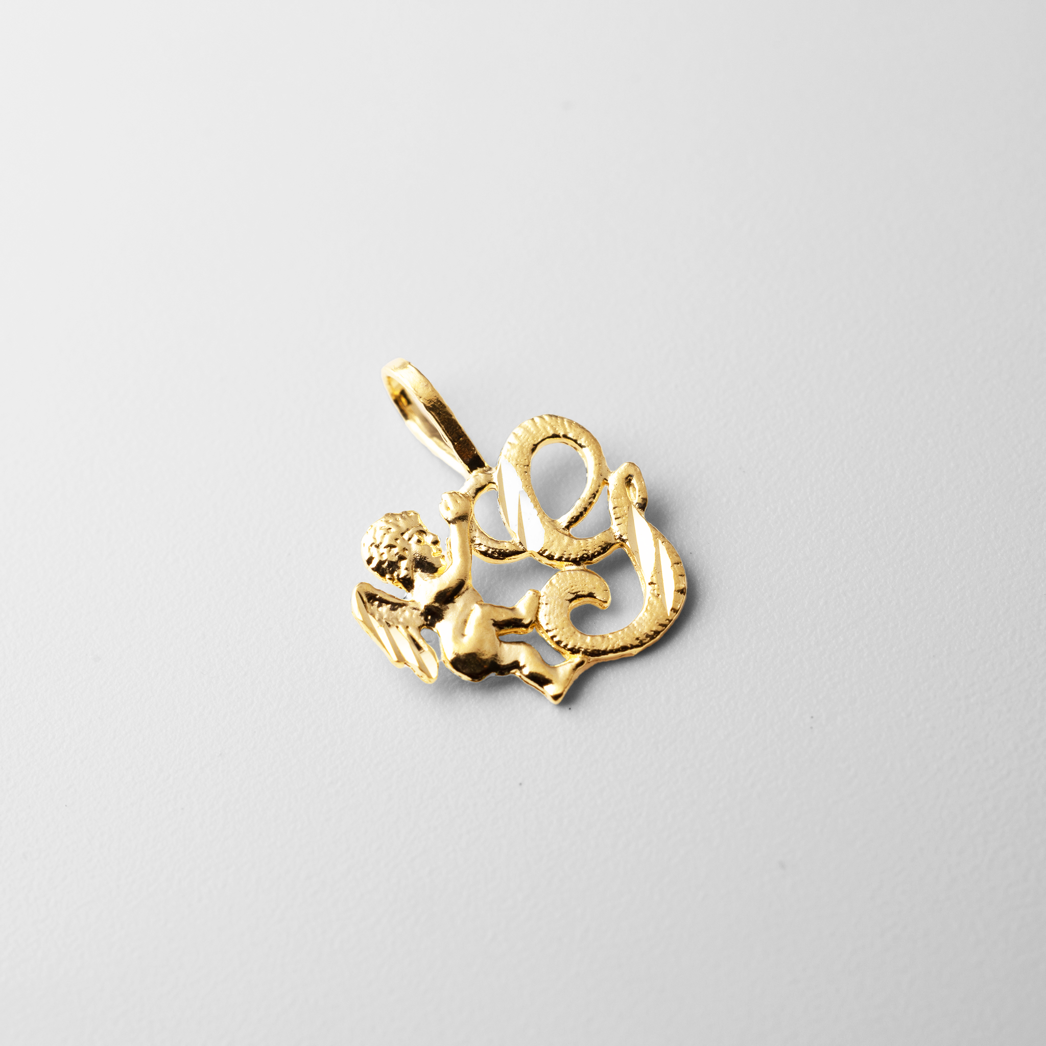 Gold Angel Letter G Pendant | A-Z Pendants - Charlie & Co. Jewelry