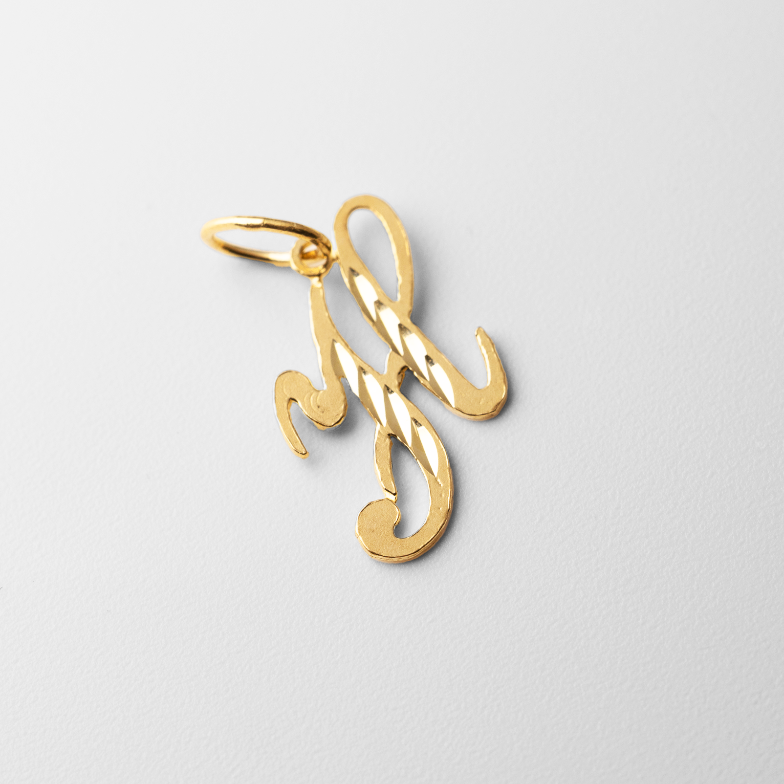 Gold Calligraphy Letter H Pendant | A-Z Pendants - Charlie & Co. Jewelry