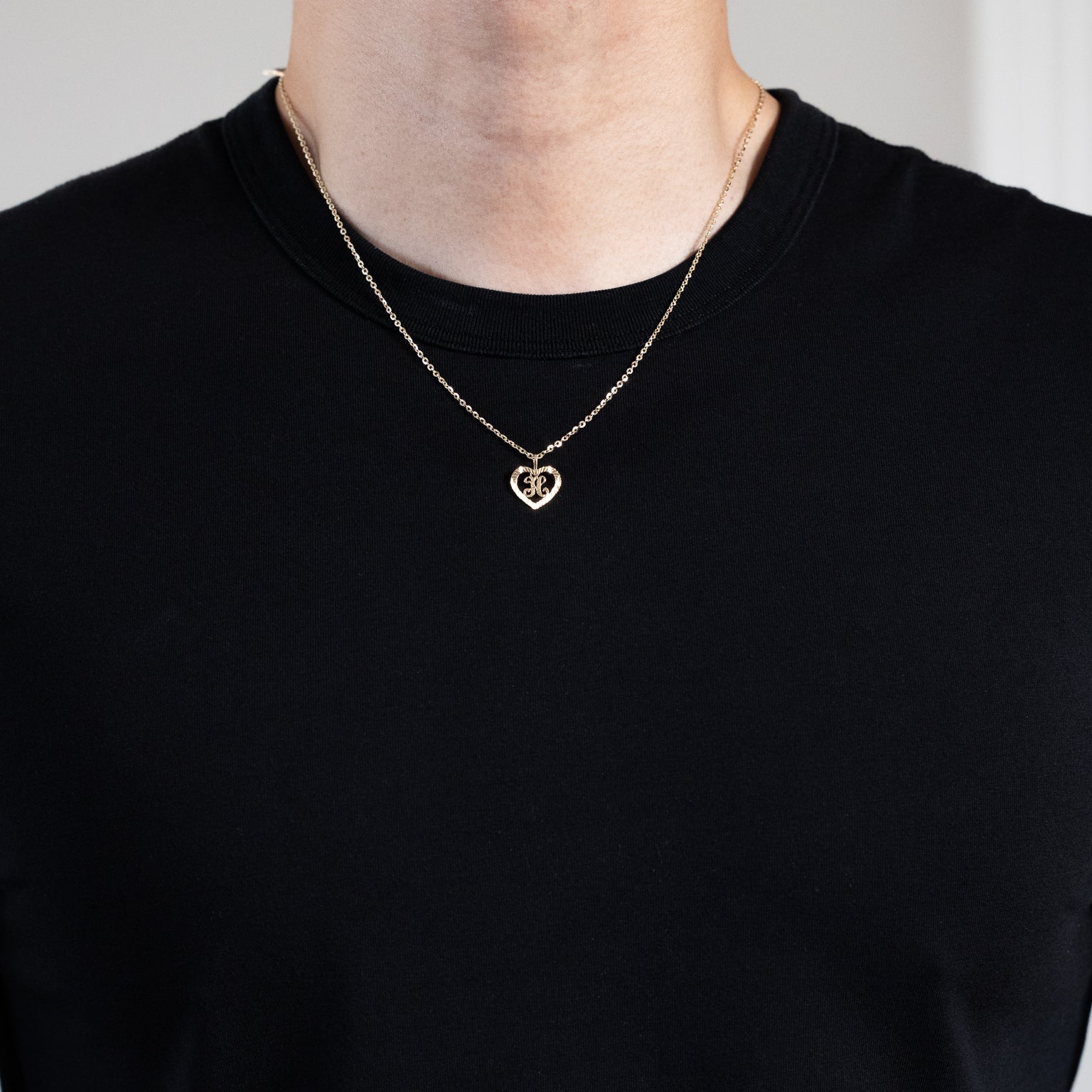 Gold Heart-Shaped Letter H Pendant | A-Z Pendants - Charlie & Co. Jewelry