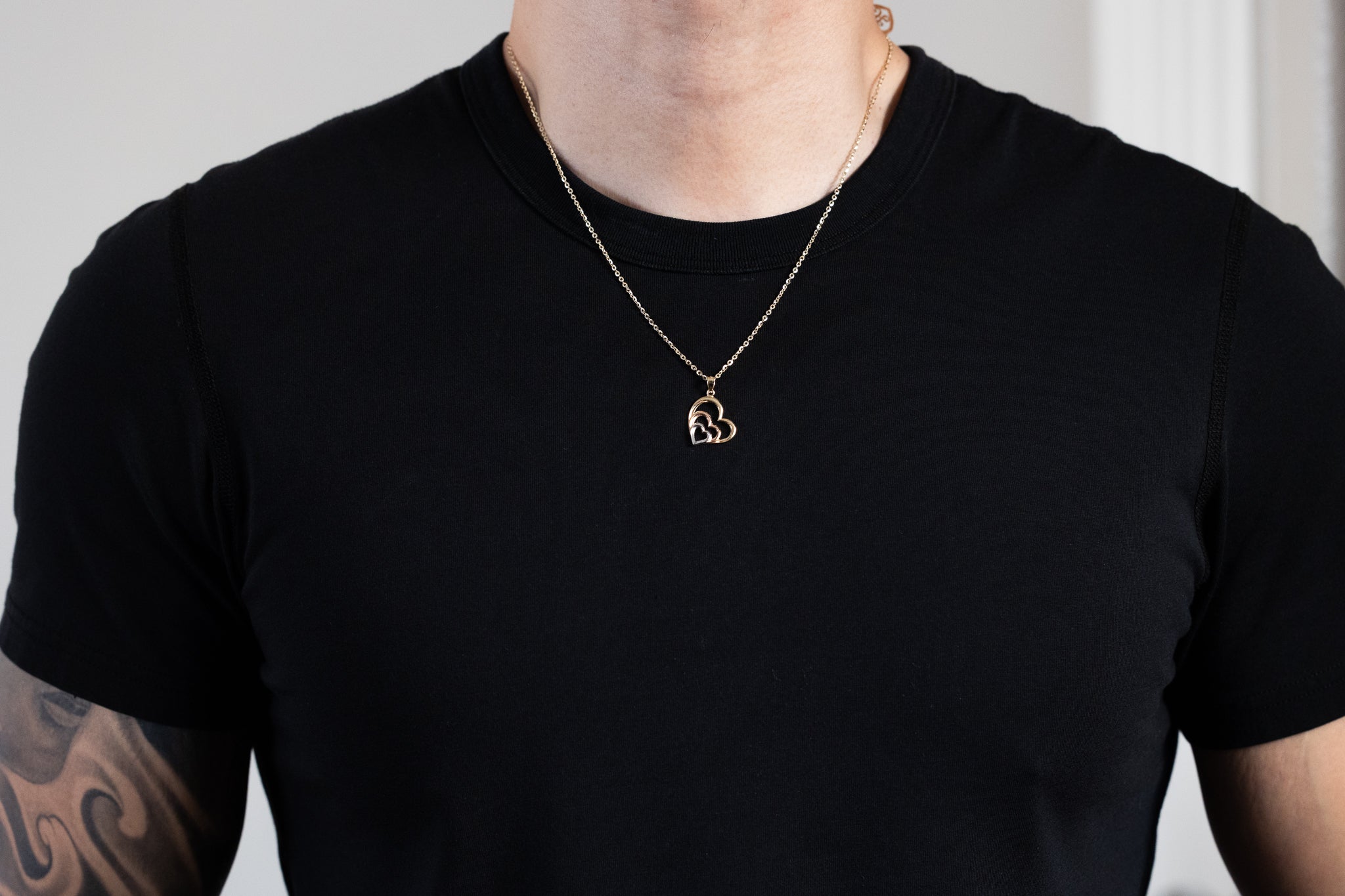 Gold Triple Heart Necklace Pendant Model-D4356 - Charlie & Co. Jewelry