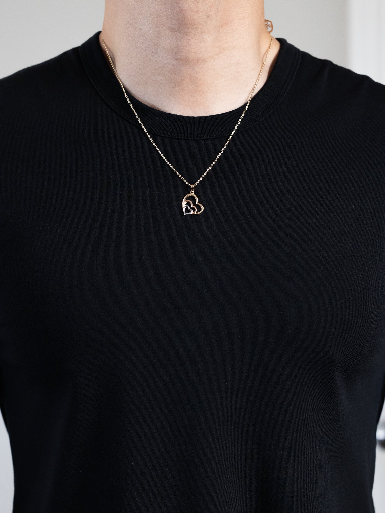 Gold Triple Heart Necklace Pendant Model-D4356 - Charlie & Co. Jewelry