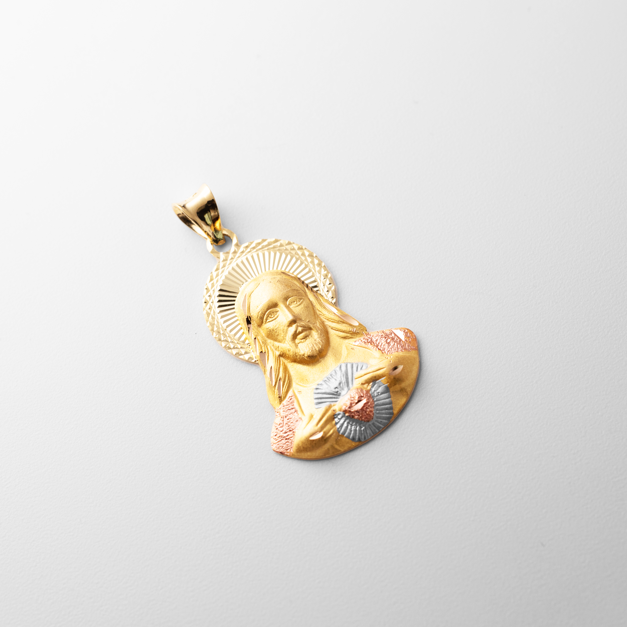 Gold 3 Colors Jesus Stamp Religious Pendant - Model 320 - Charlie & Co. Jewelry