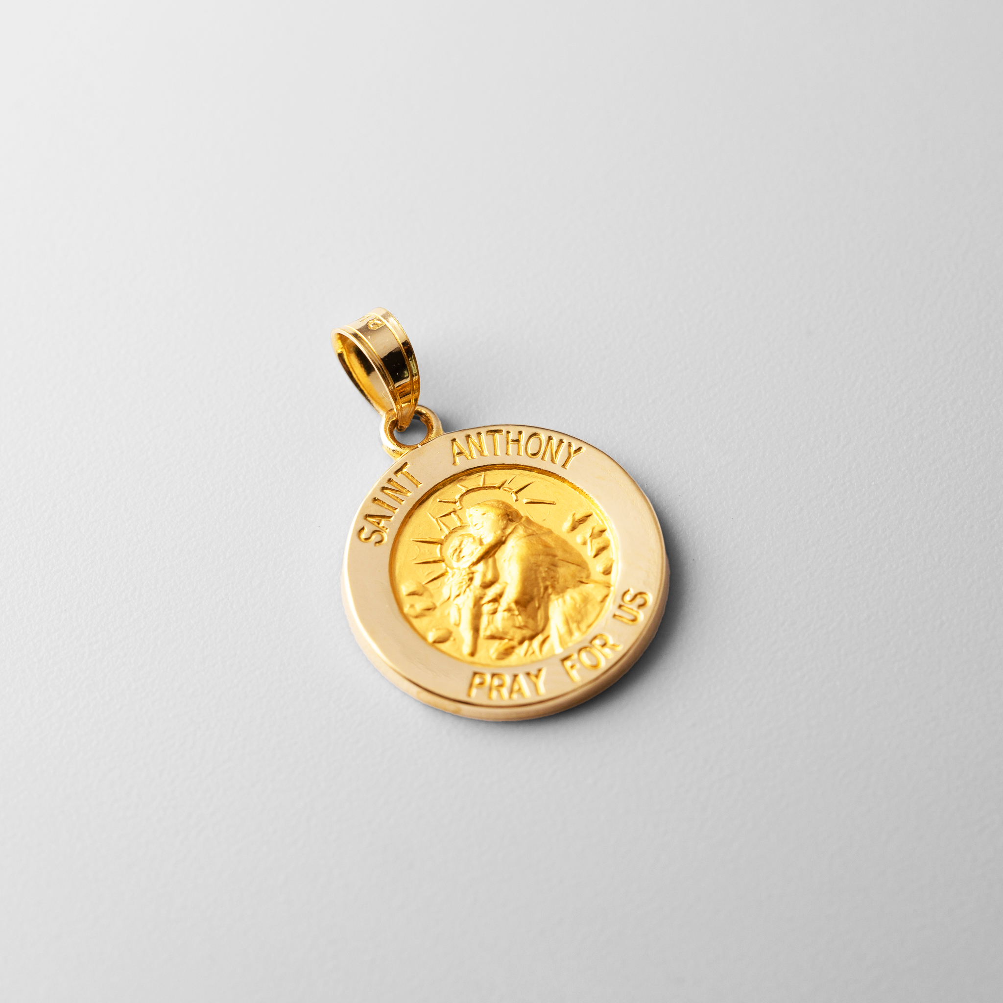 Gold Religious St. Anthony Pendant - Model 1243 - Charlie & Co. Jewelry