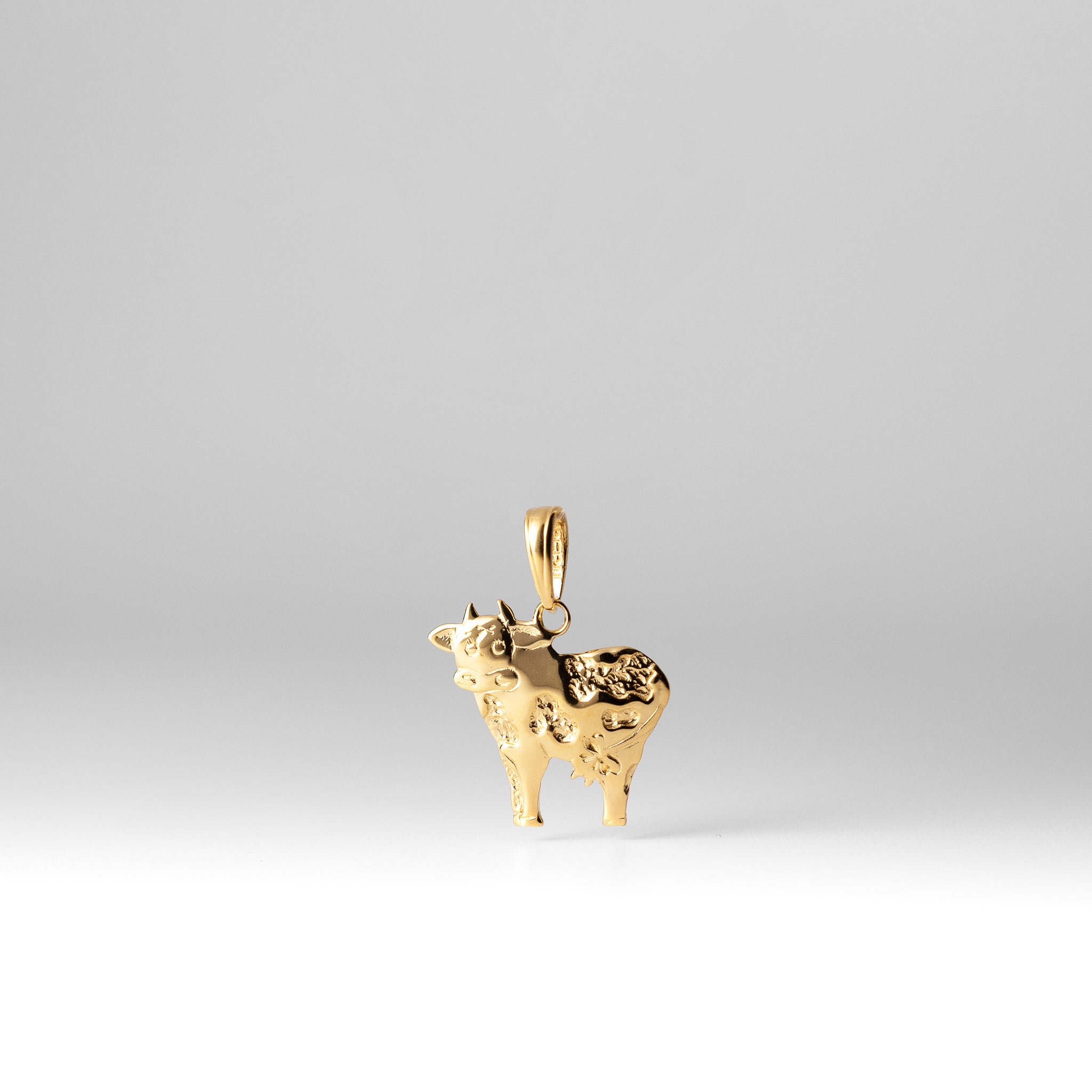 Gold Polished Cow Pendant - Charlie & Co. Jewelry