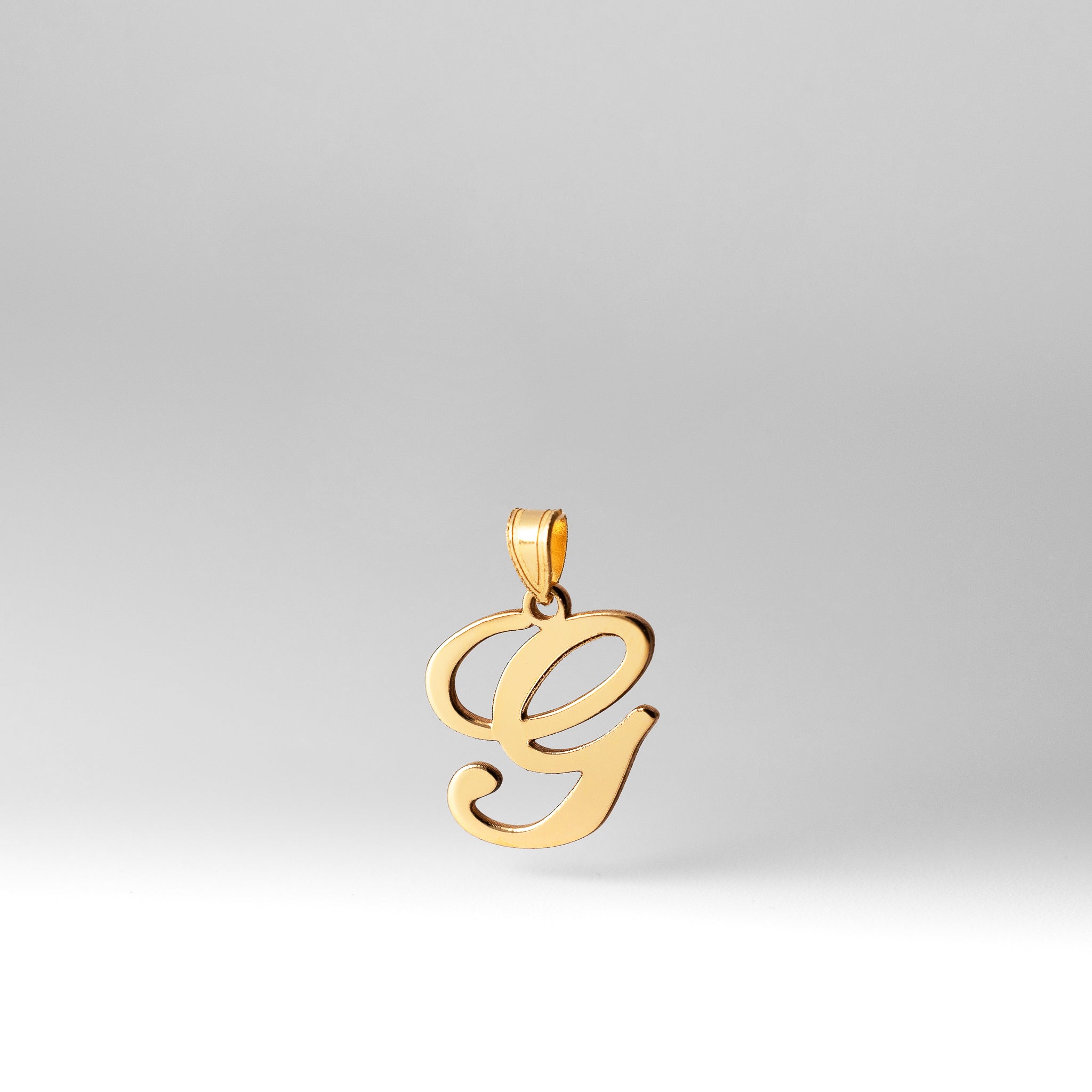 Gold Large Letter "G" Script Initial Pendant - Model YC1540G - Charlie & Co. Jewelry