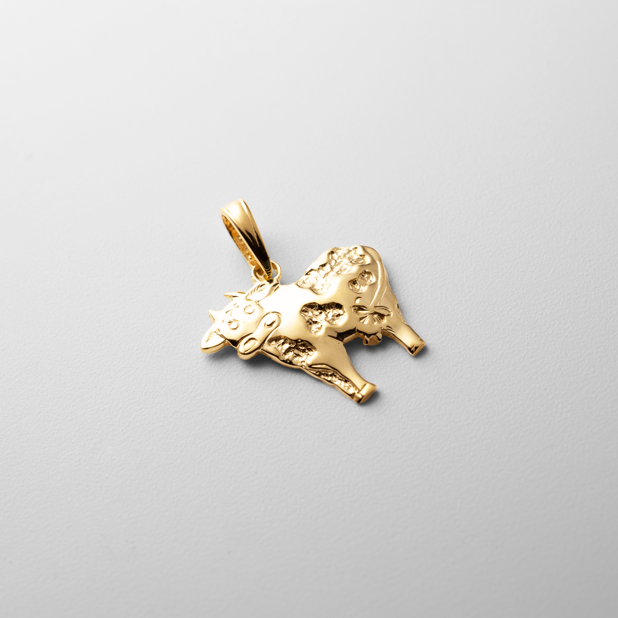 Gold Polished Cow Pendant - Charlie & Co. Jewelry
