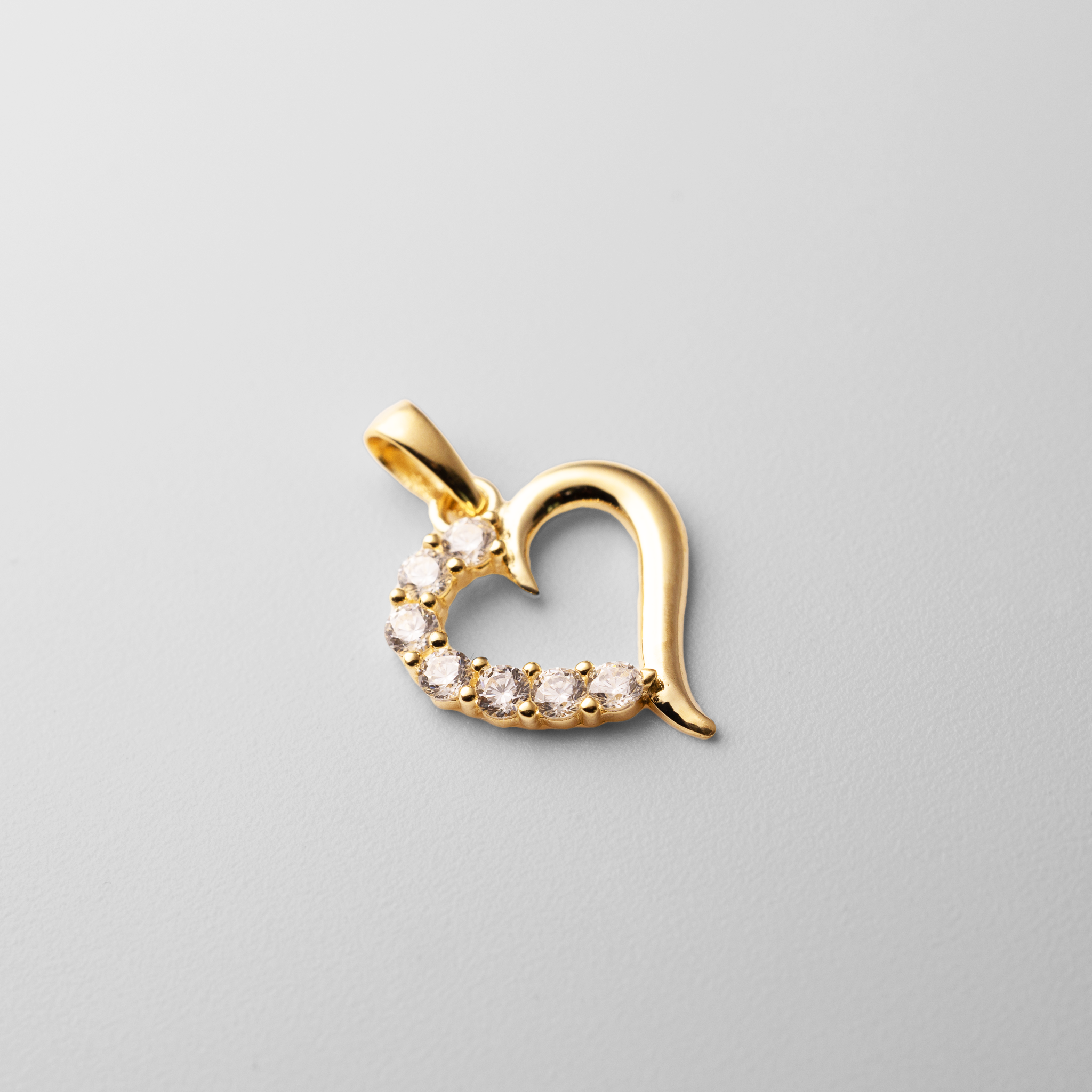 Gold Heart Of An Angel Pendant With Cubic Zirconia - Model 689 - Charlie & Co. Jewelry
