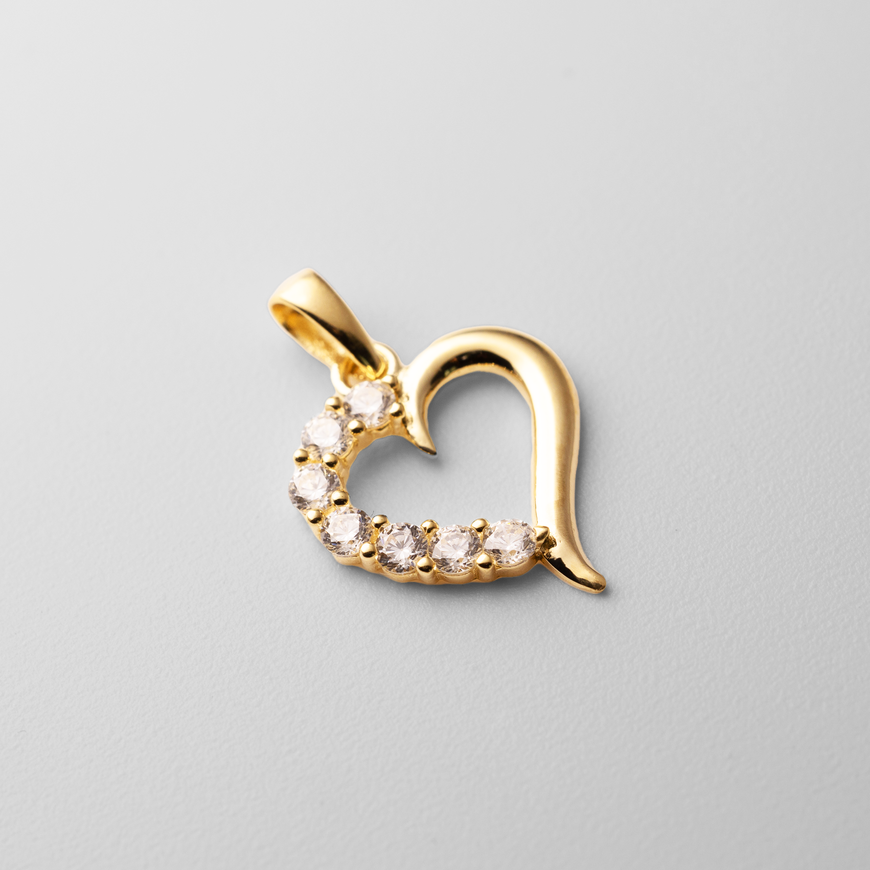 Gold Heart Of An Angel Pendant With Cubic Zirconia - Model 689 - Charlie & Co. Jewelry